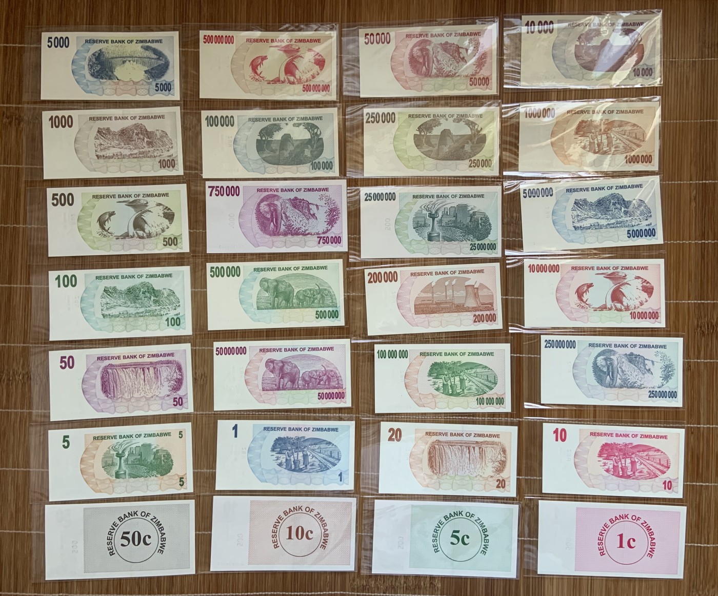 收藏联盟Quantum Auction 第288期拍卖 (已更新) 津巴布韦2006-08年1分-100万亿元一套32张 品相全新UNC 部分为AA冠