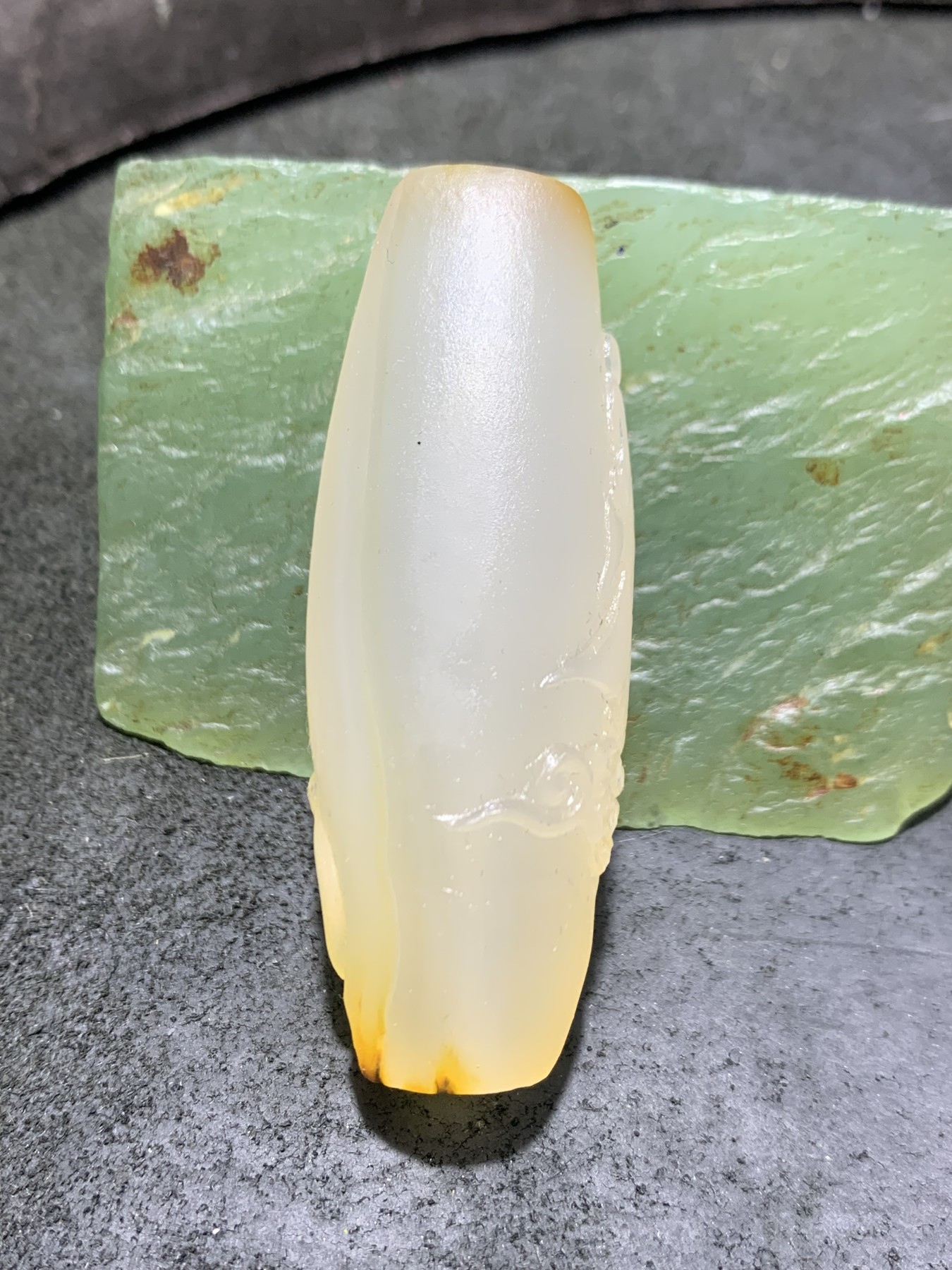 精美高玉化海洋玉髓手工雕刻平步青云一心向佛大桶珠一个！