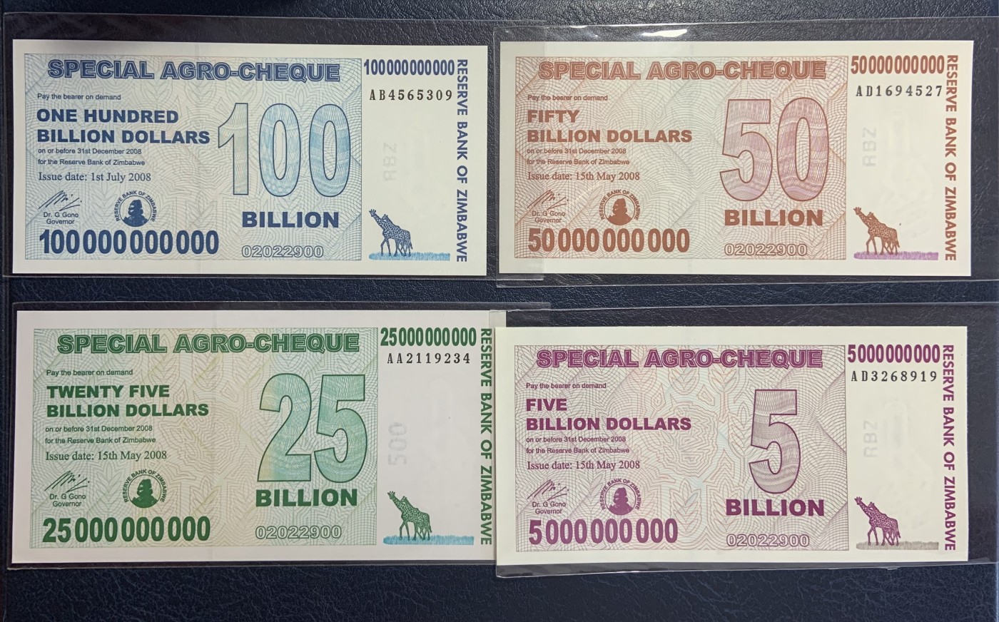 收藏联盟Quantum Auction 第288期拍卖 (已更新) 津巴布韦2006-08年1分-100万亿元一套32张 品相全新UNC 部分为AA冠