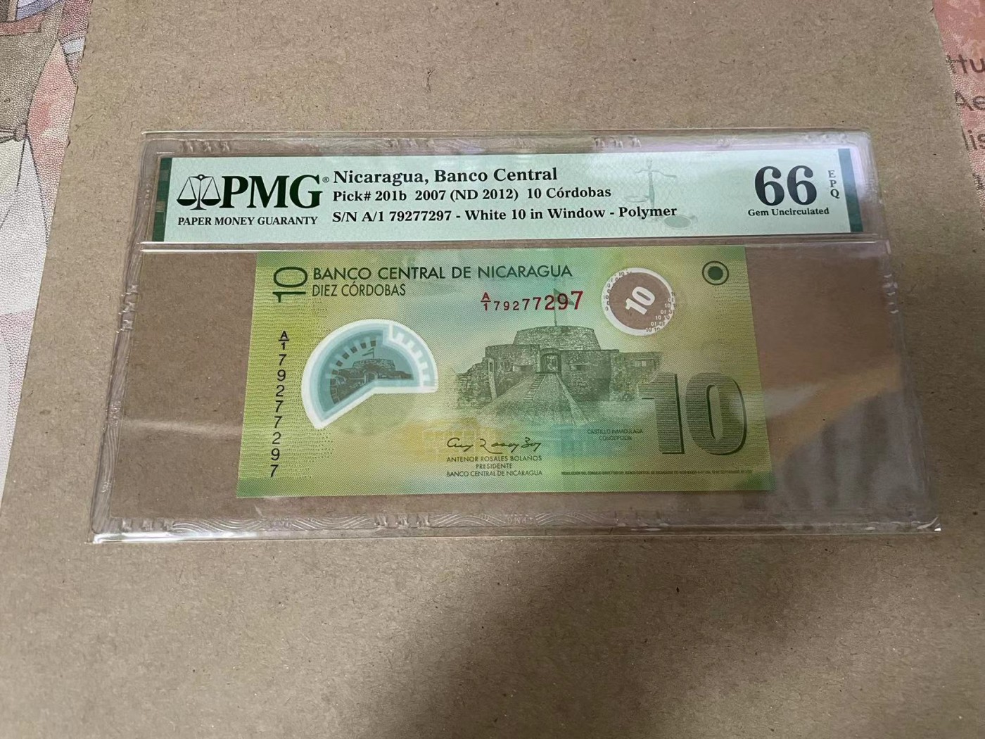 【Blue Auction】✨世界纸币精拍第369期【精】 【A1冠雷达号】尼加拉瓜 2012年10科多巴 PMG66EPQ  