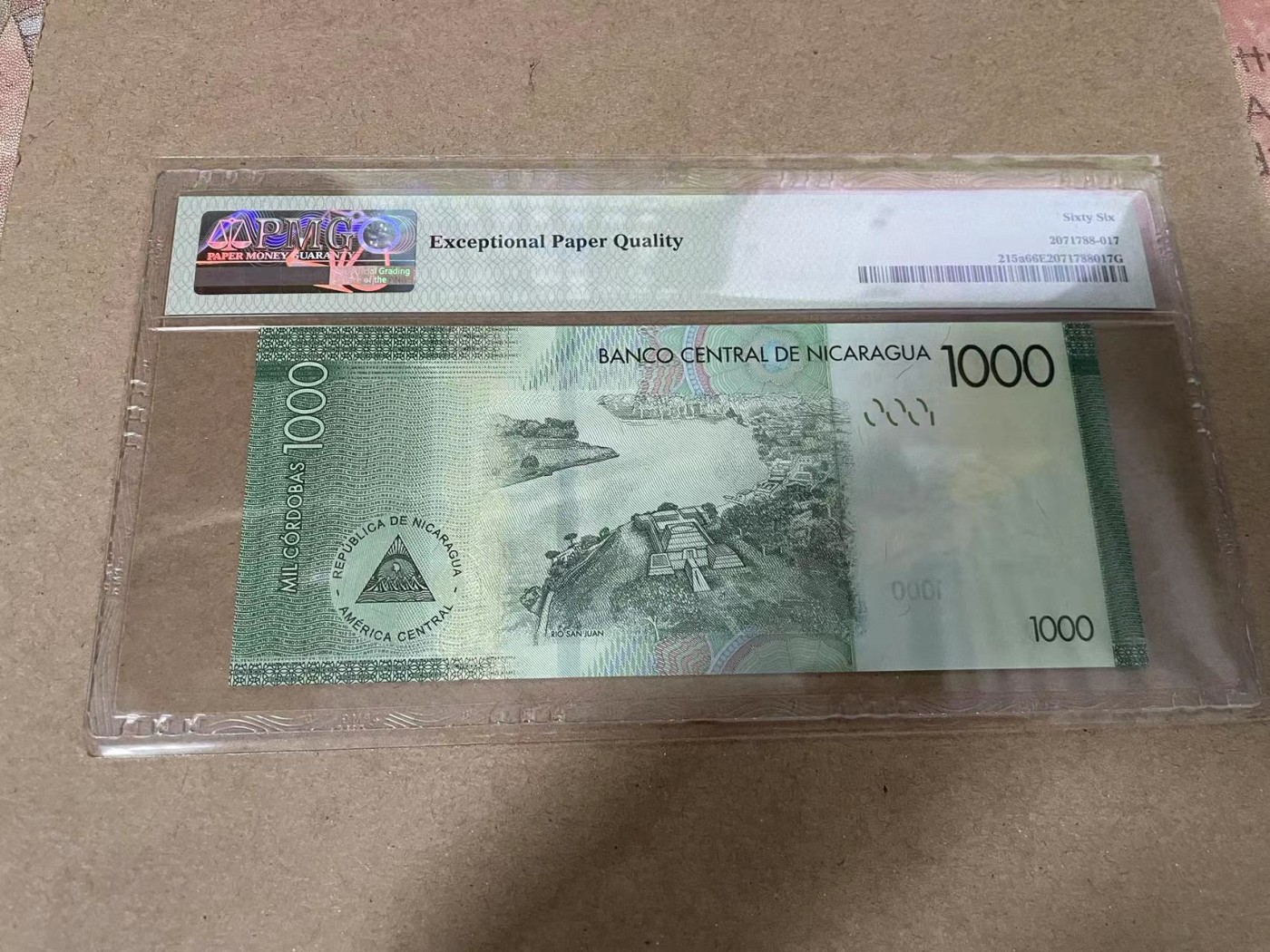 【Blue Auction】✨世界纸币精拍第369期【精】 【A冠无47】尼加拉瓜 2017年1000科多巴 PMG66EPQ  