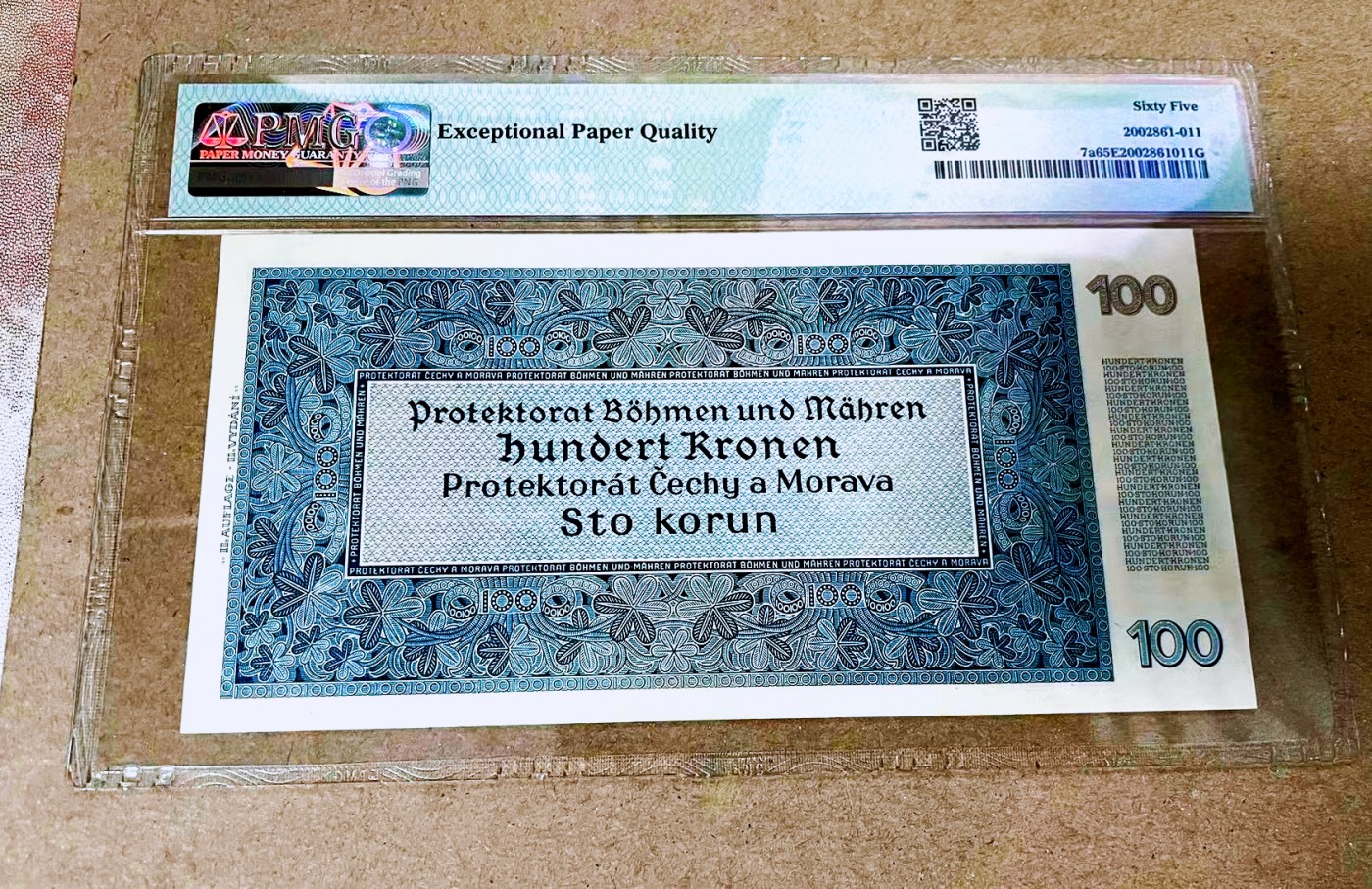 【Blue Auction】✨世界纸币精拍第369期【精】  【实钞】波西米亚 1940年100克朗 PMG65EPQ 绝品 大场景 精美
