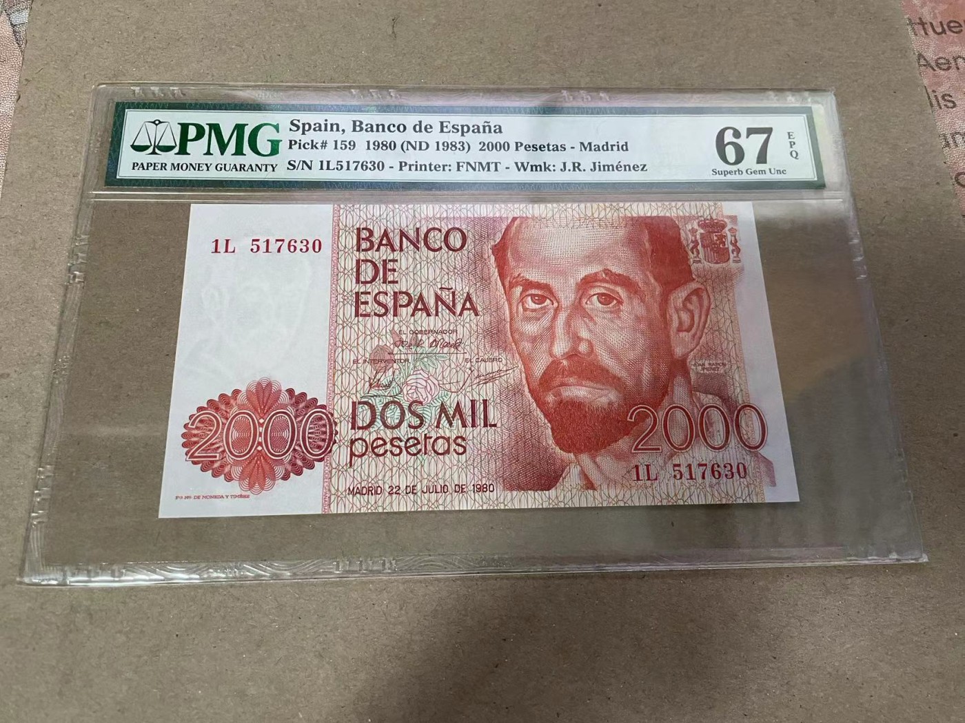 【Blue Auction】✨世界纸币精拍第369期【精】 西班牙 1980年2000比塞塔 PMG67EPQ 