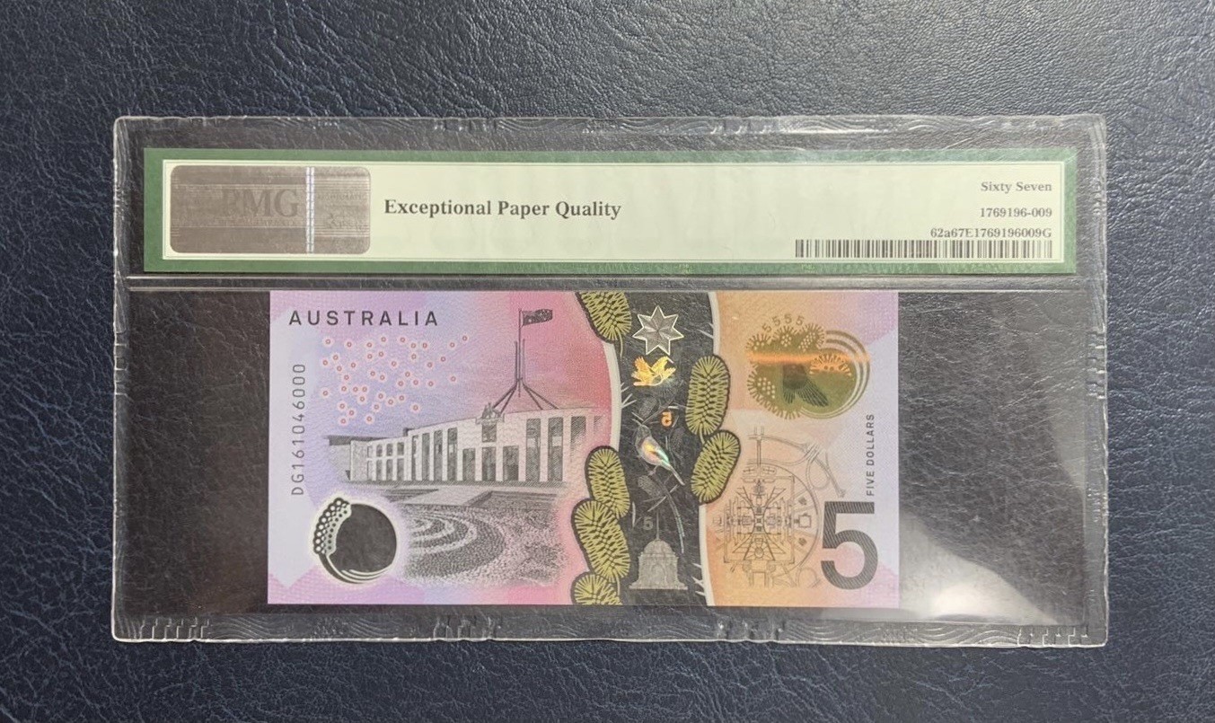 收藏联盟Quantum Auction 第288期拍卖 (已更新) 澳大利亚2016年5元 PMG67 稀少豹子号000