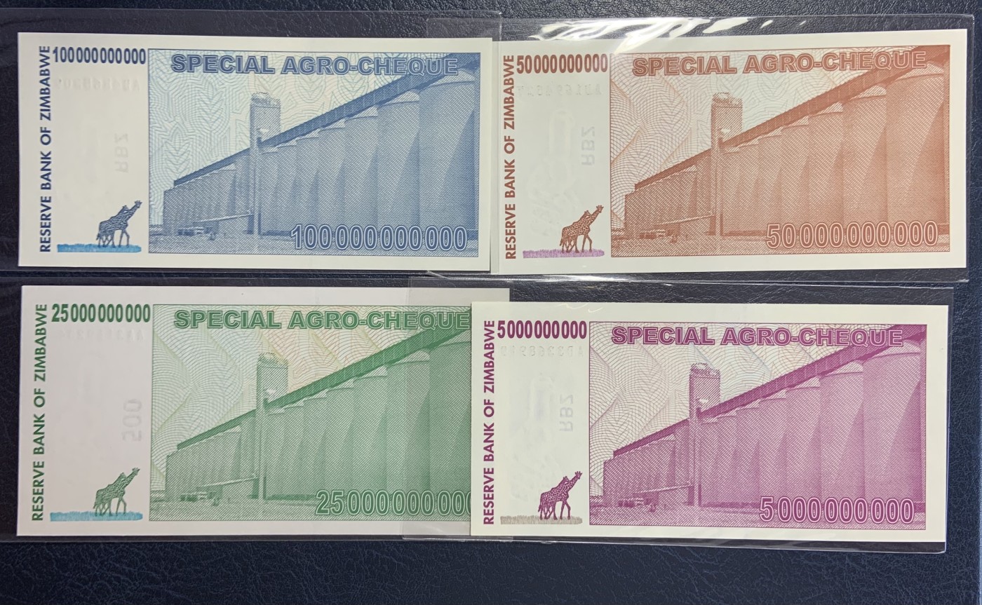 收藏联盟Quantum Auction 第288期拍卖 (已更新) 津巴布韦2006-08年1分-100万亿元一套32张 品相全新UNC 部分为AA冠