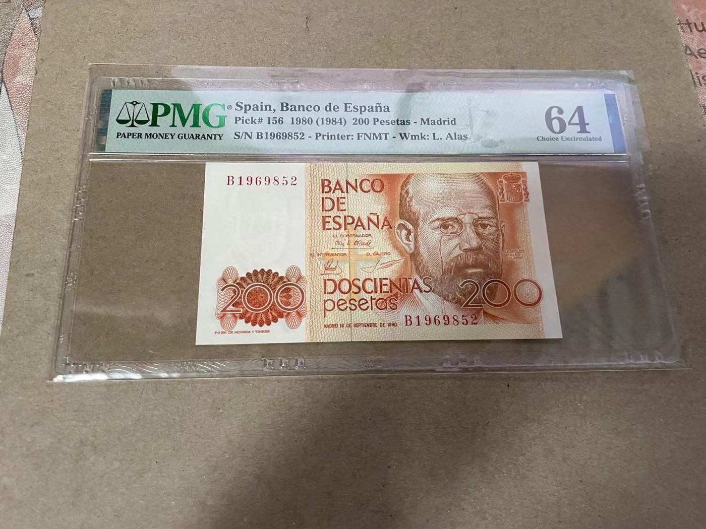 【Blue Auction】✨世界纸币精拍第369期【精】 【无47】西班牙 1980年200比塞塔 PMG64