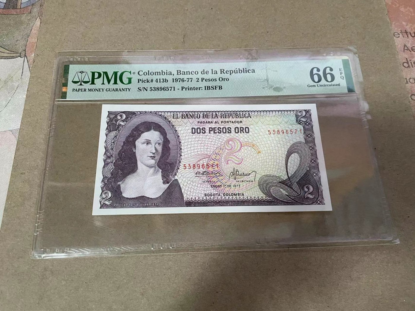 【Blue Auction】✨世界纸币精拍第369期【精】 【一组2张】哥伦比亚 1976-77年2比索 PMG66EPQ &哥伦比亚 1979-80年10比索 PMG64