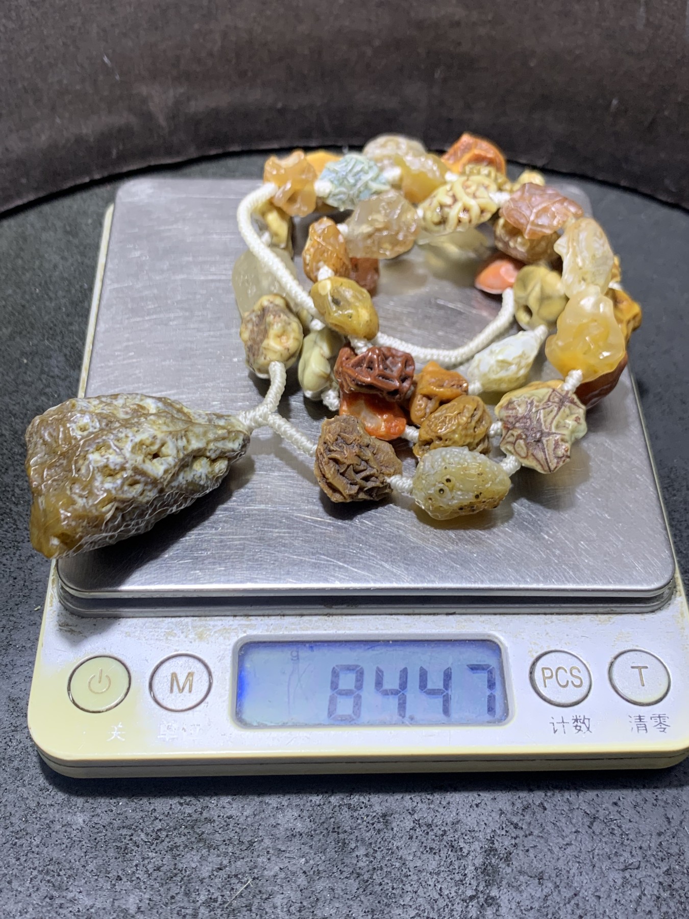 精美阿拉善戈壁多彩飘花筋脉原石大颗粒吊坠项链一条