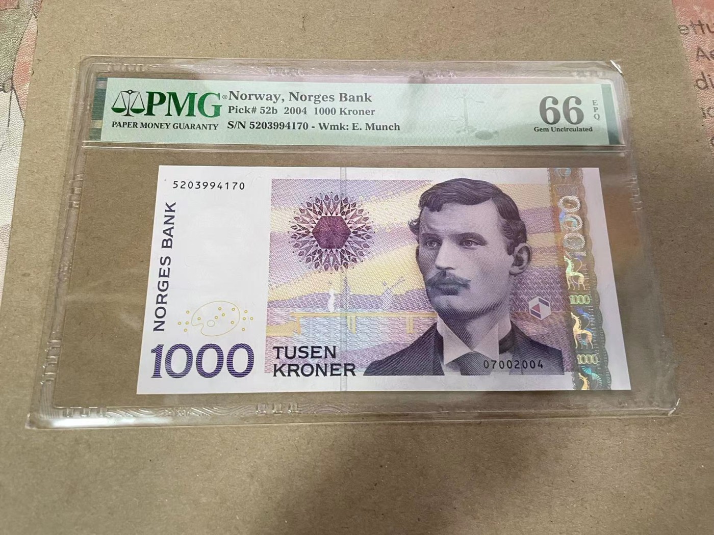 【Blue Auction】✨世界纸币精拍第369期【精】 挪威 2004年1000克朗 PMG66EPQ 