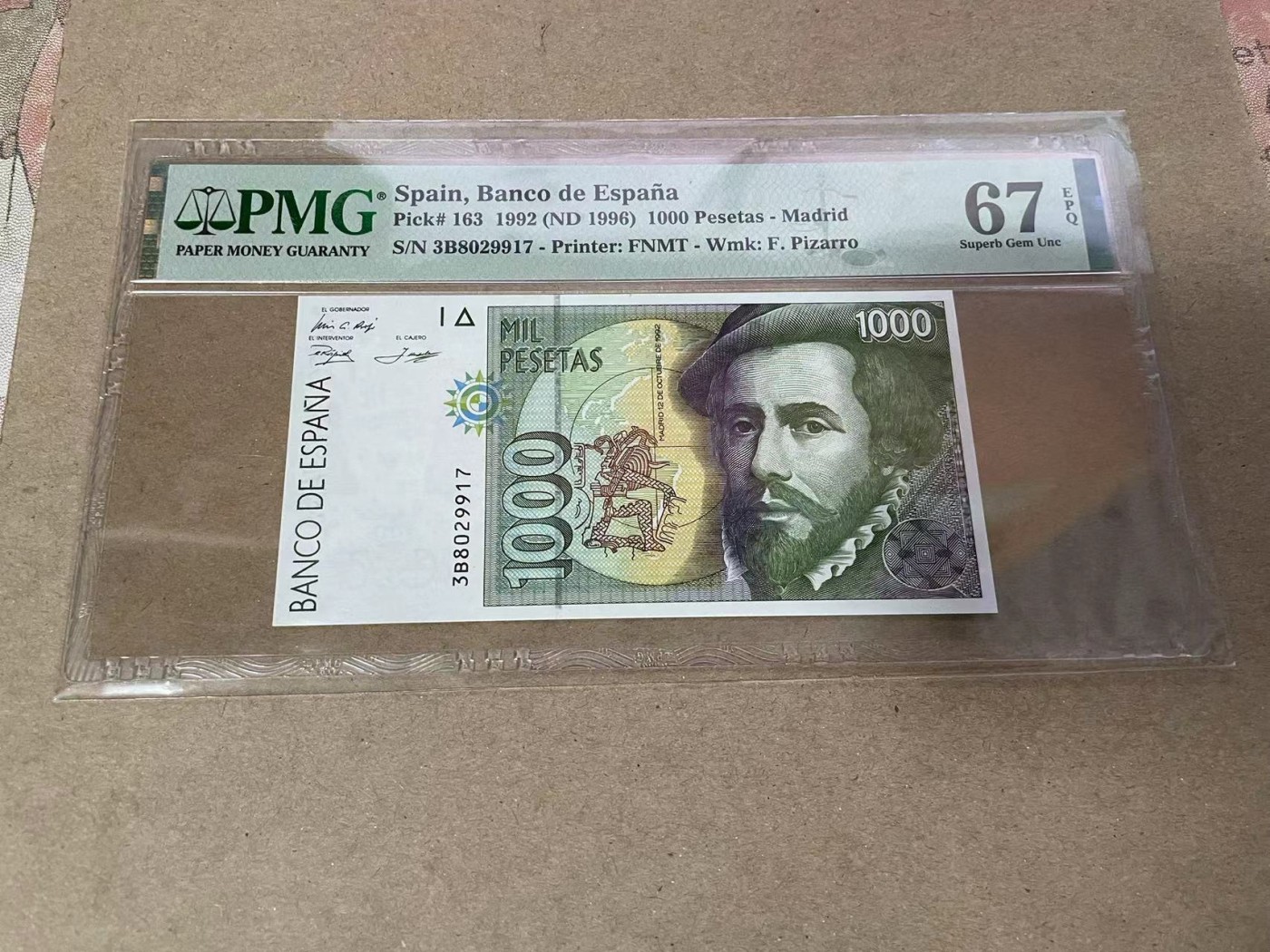 【Blue Auction】✨世界纸币精拍第369期【精】 西班牙 1992年1000比塞塔 PMG67EPQ 