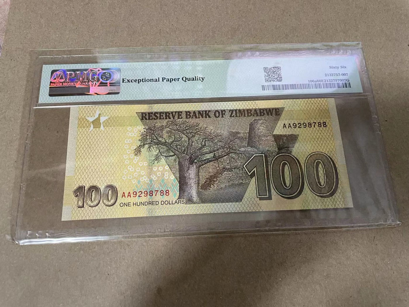 【Blue Auction】✨世界纸币精拍第369期【精】 【AA无47】津巴布韦 2020年100元 PMG67EPQ 