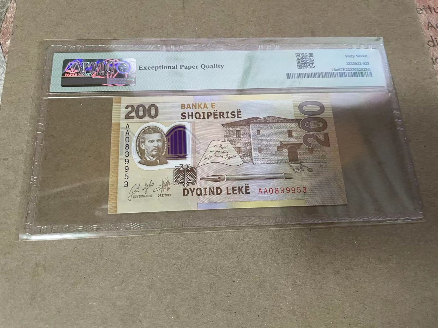 【Blue Auction】✨世界纸币精拍第369期【精】 【AA 无47】阿尔巴尼亚 2017年200列克 PMG67EPQ 