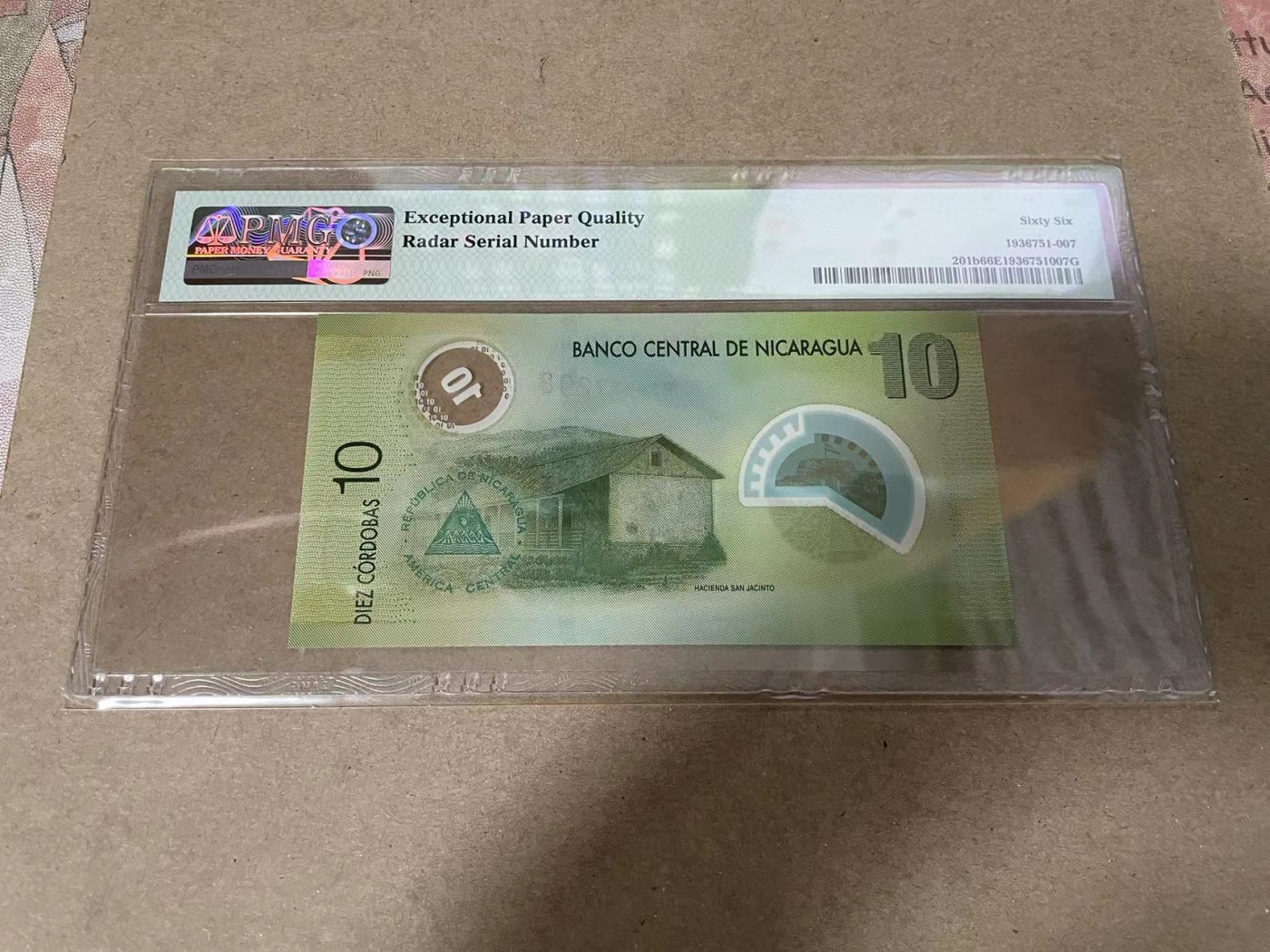 【Blue Auction】✨世界纸币精拍第369期【精】 【A1冠雷达号】尼加拉瓜 2012年10科多巴 PMG66EPQ  