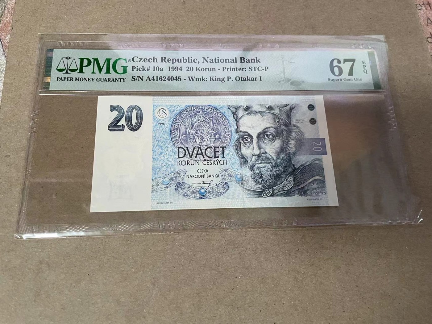 【Blue Auction】✨世界纸币精拍第369期【精】 捷克 1994年20克朗 PMG67EPQ 
