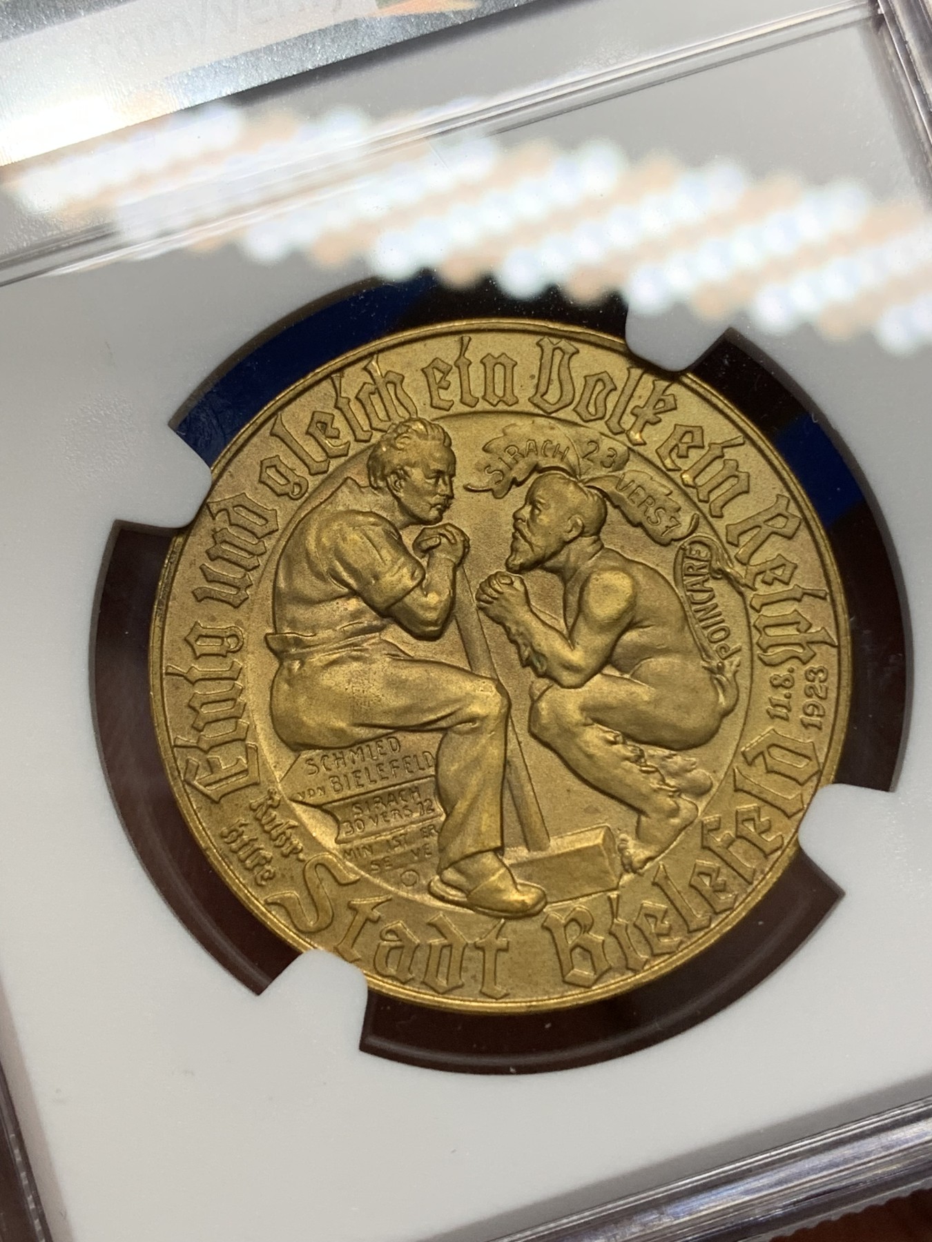 《竞宝斋》第196场-周日，周一 2场 (全场包邮) NGC-UNCD 1923年德国紧急状态时期比勒菲尔德金马克 未见清洗 状态好