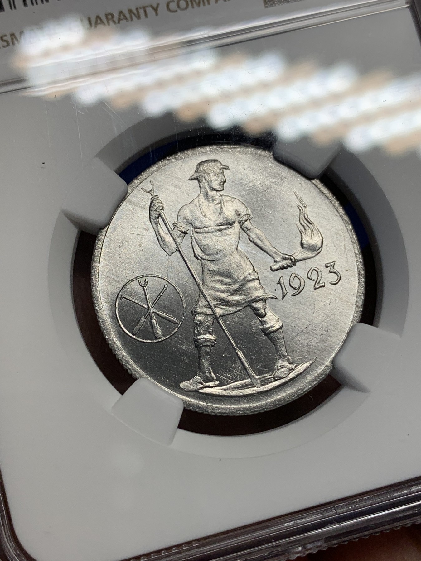 《竞宝斋》第196场-周日，周一 2场 (全场包邮) NGC MS65 德国1923弗莱堡铝币 原光好品