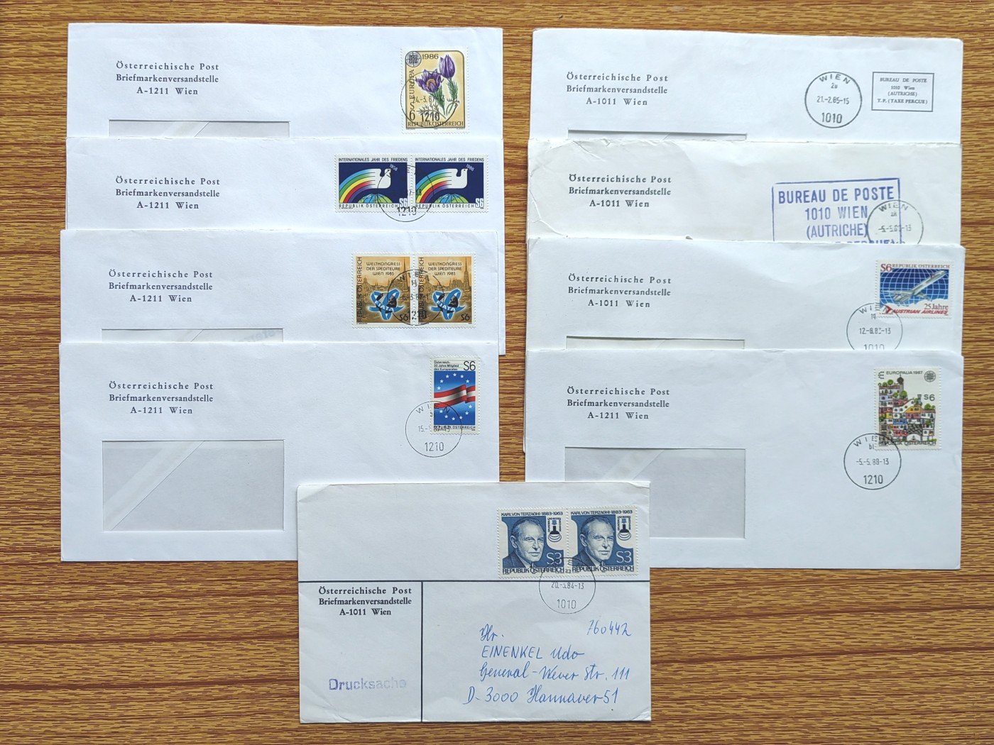 外国邮品第⑦场（秒杀） 奥地利长型邮封8个（秒杀）
