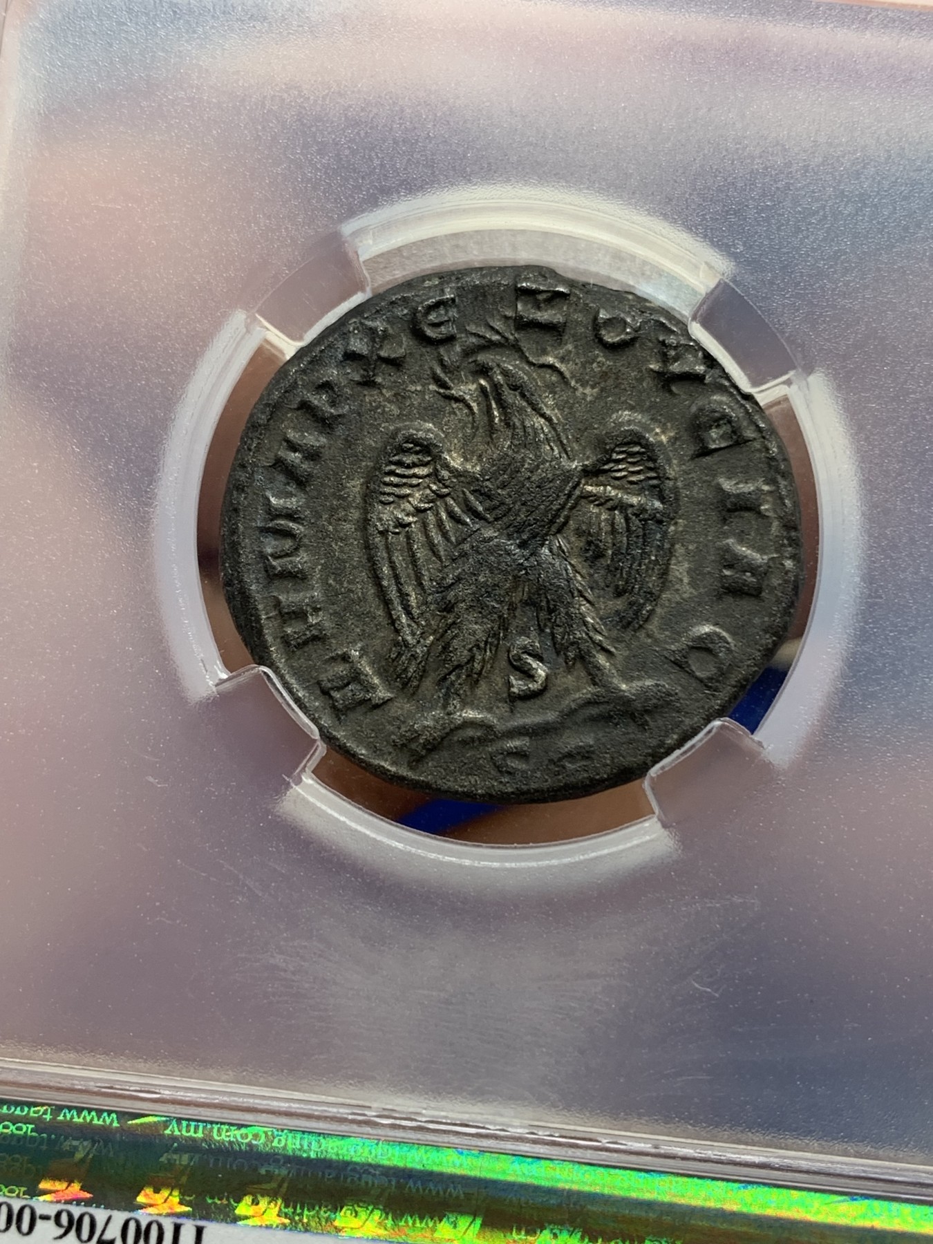 《竞宝斋》第196场-周日，周一 2场 (全场包邮) TQG评级 XF4/3 公元前251-前253年 古罗马帝国皇帝伽卢斯4德拉克马银币 13.2克 细节好