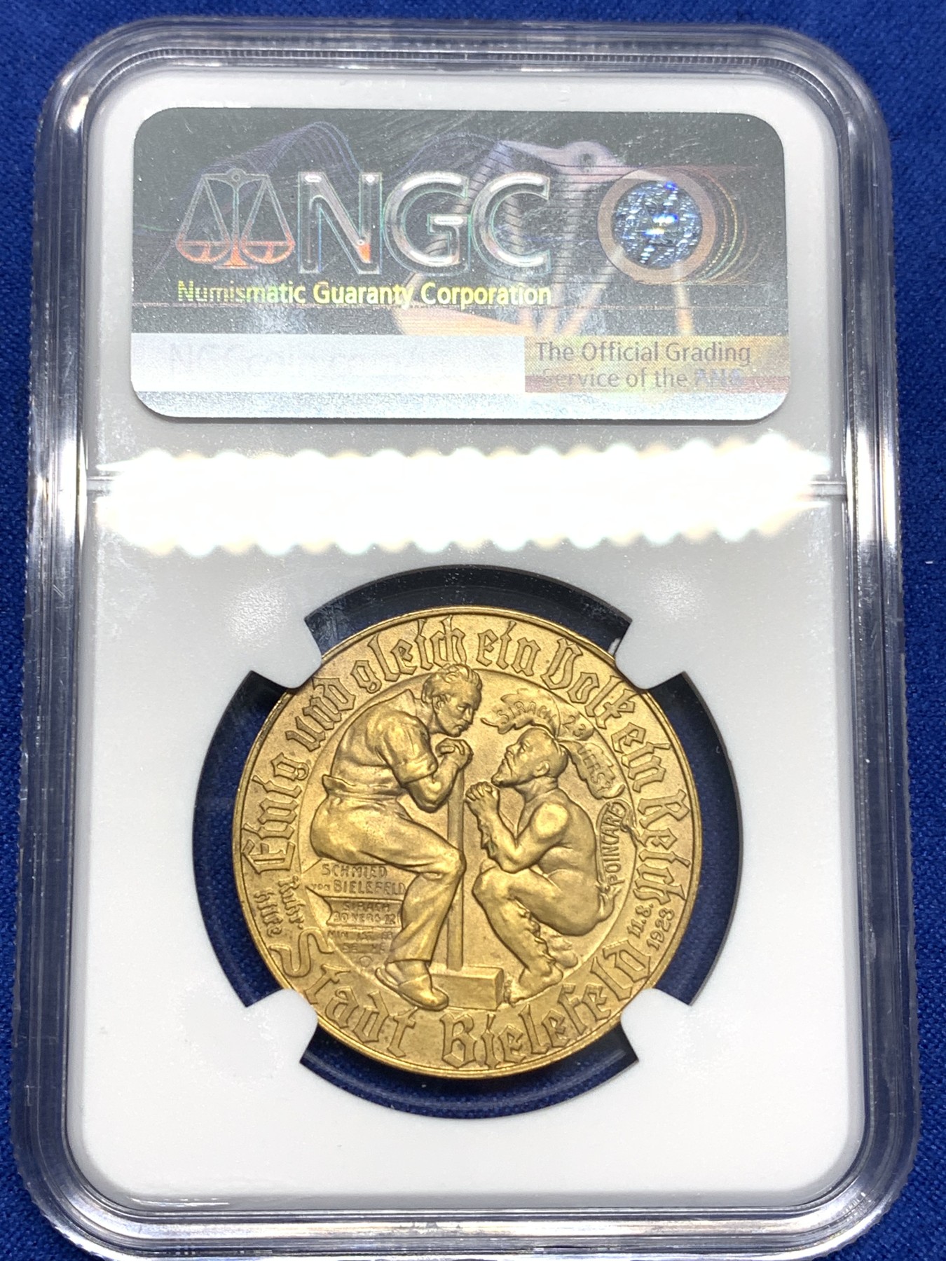 《竞宝斋》第196场-周日，周一 2场 (全场包邮) NGC-UNCD 1923年德国紧急状态时期比勒菲尔德金马克 未见清洗 状态好