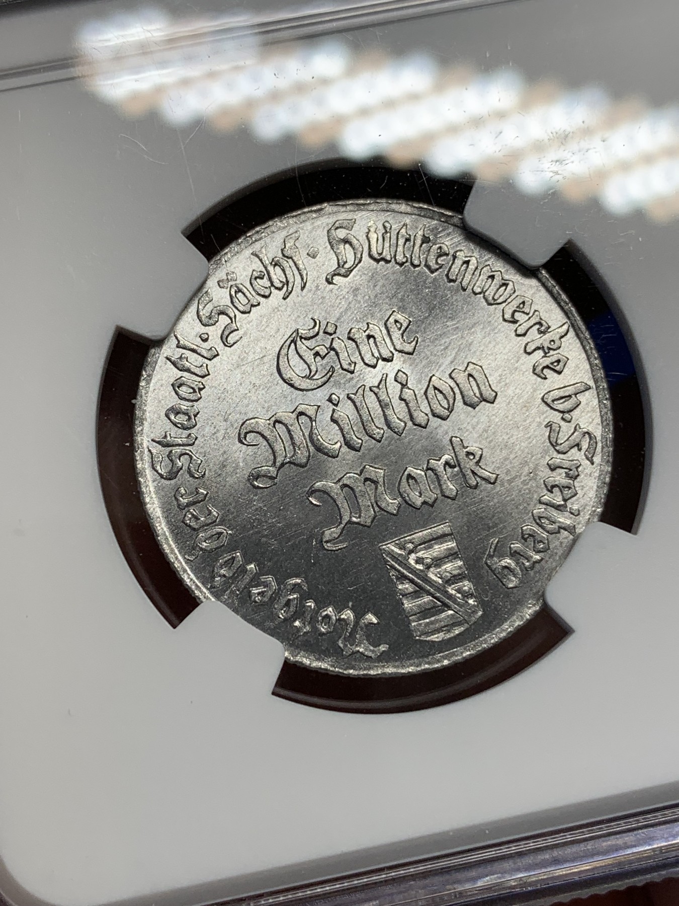 《竞宝斋》第196场-周日，周一 2场 (全场包邮) NGC MS65 德国1923弗莱堡铝币 原光好品