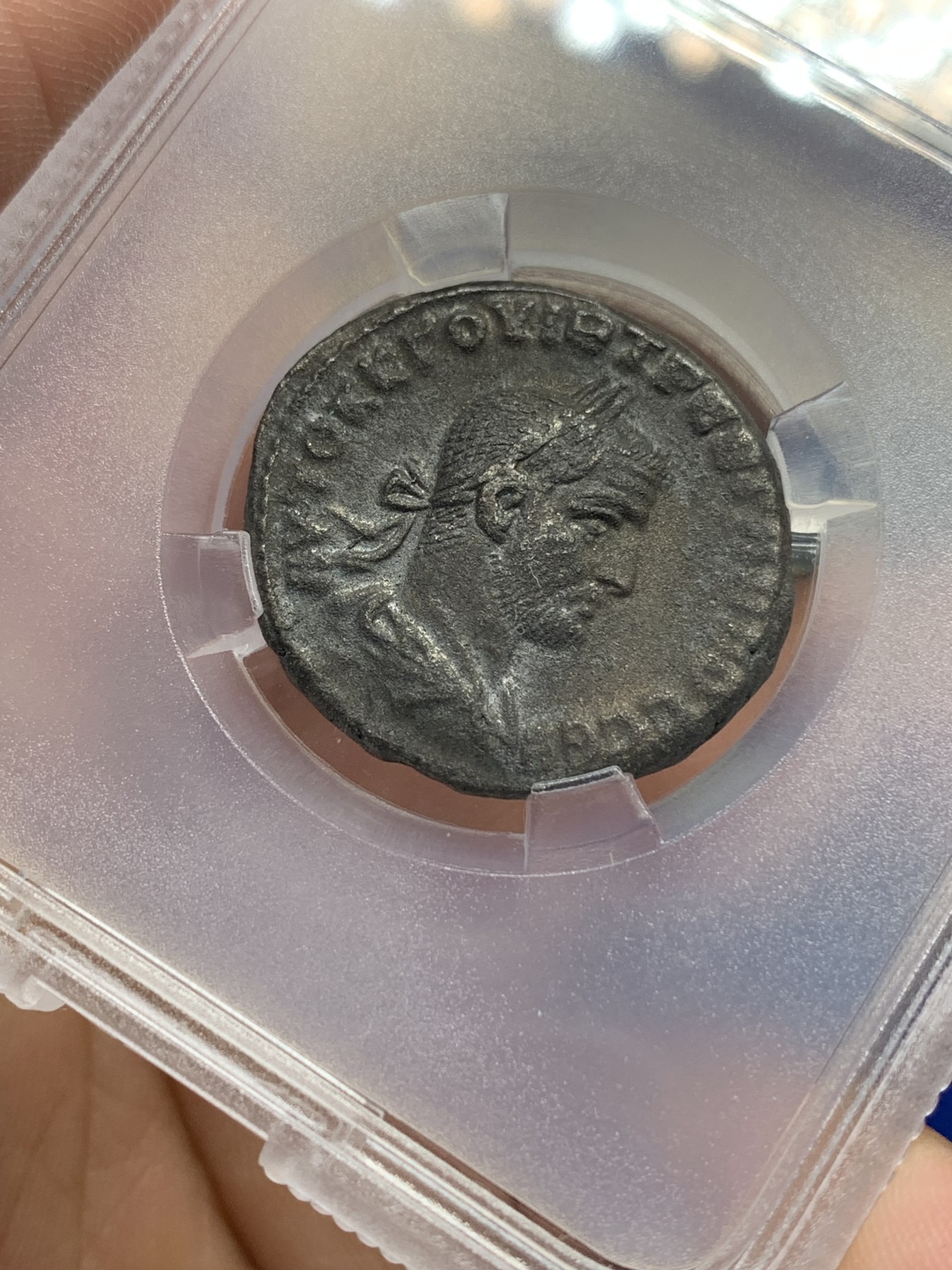 《竞宝斋》第196场-周日，周一 2场 (全场包邮) TQG评级 XF4/3 公元前251-前253年 古罗马帝国皇帝伽卢斯4德拉克马银币 13.2克 细节好