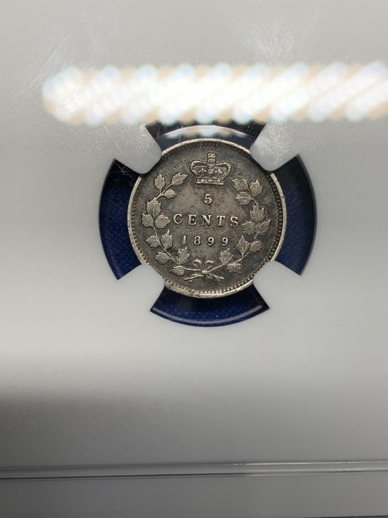 《竞宝斋》第196场-周日，周一 2场 (全场包邮) NGC VF35 1899年加拿大5分银币 极少品种