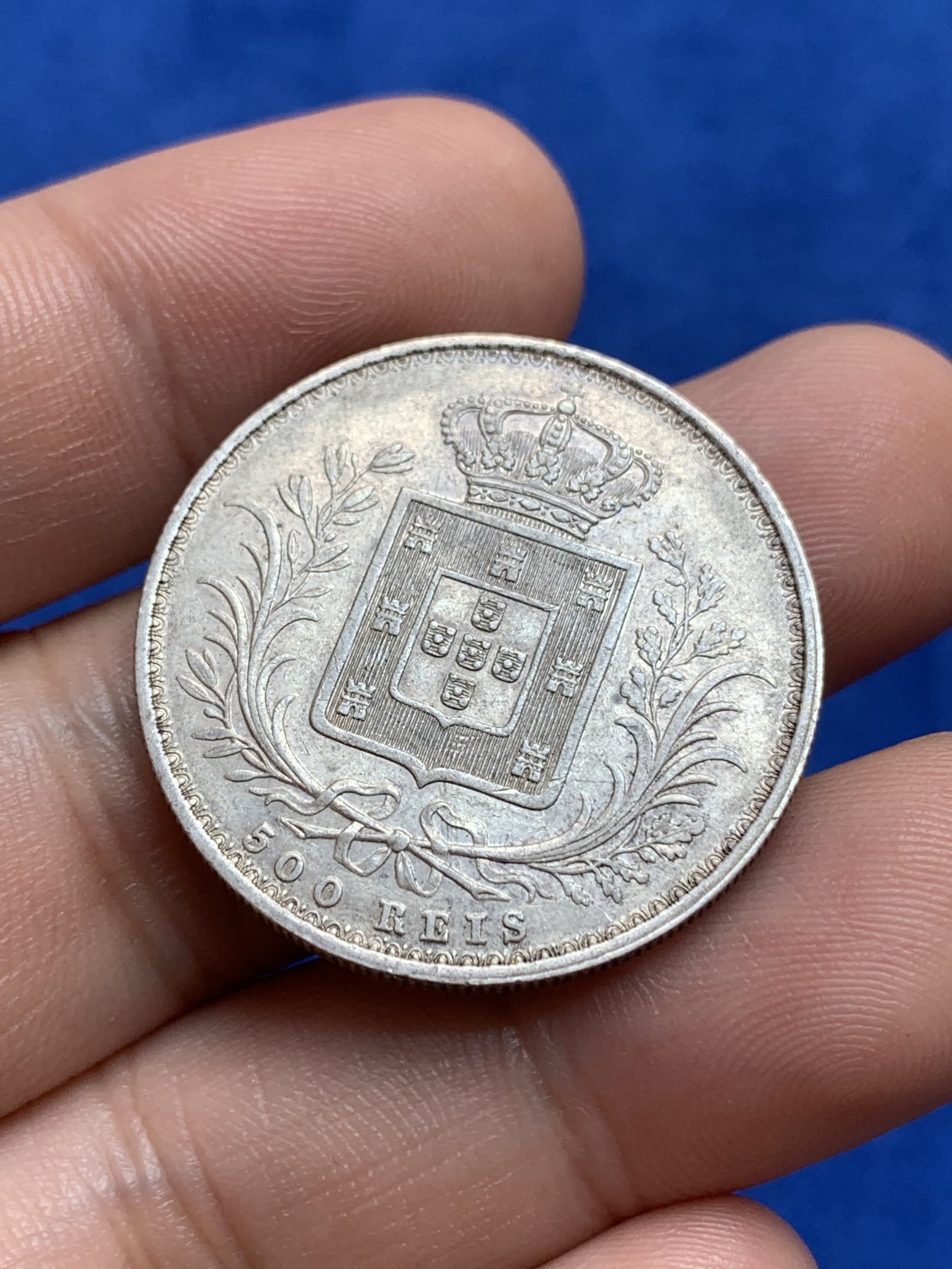 《竞宝斋》第196场-周日，周一 2场 (全场包邮) 葡萄牙1887路易斯 500瑞斯银币 少见品种