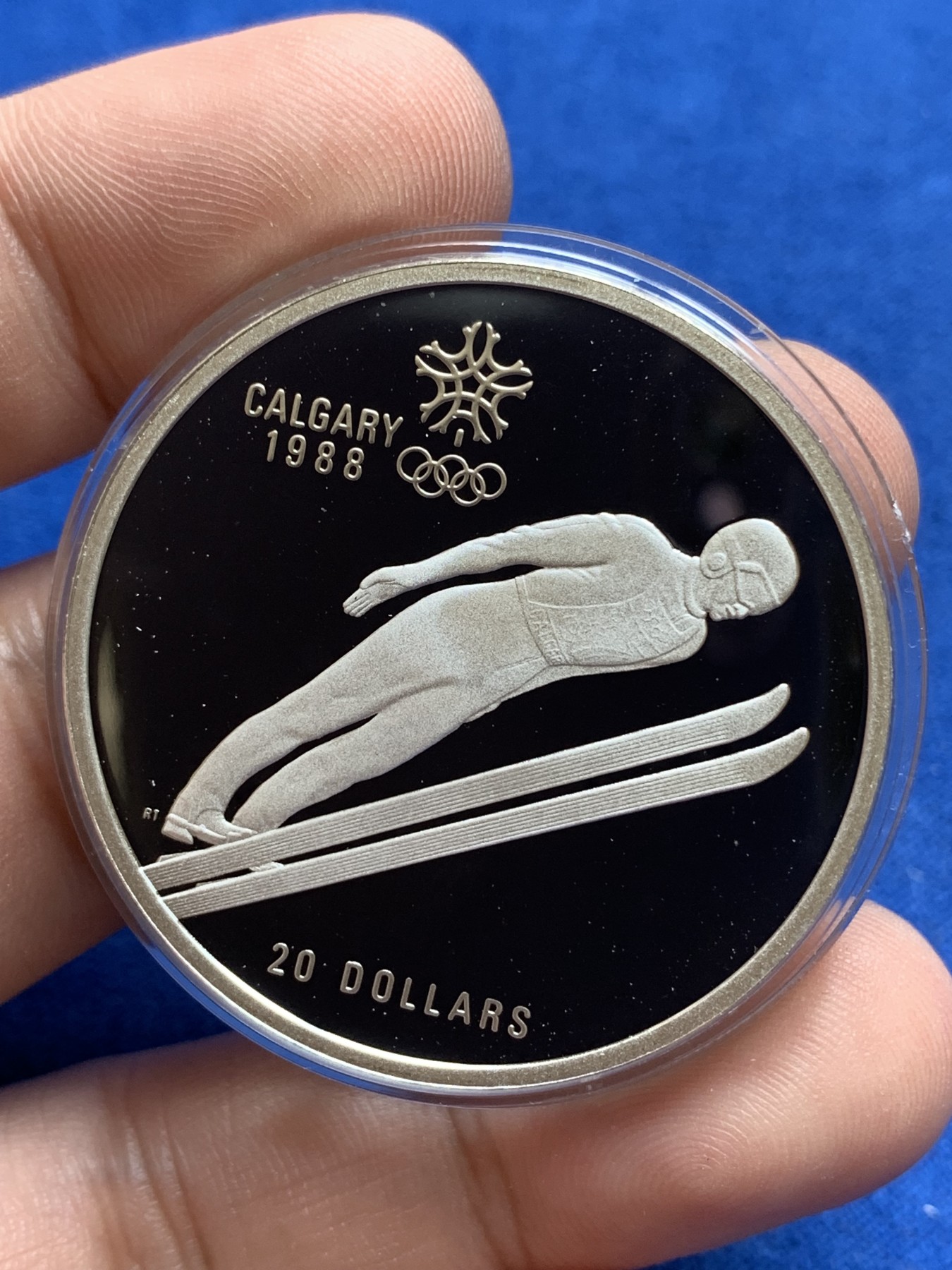 《竞宝斋》第196场-周日，周一 2场 (全场包邮) 加拿大卡尔加里冬奥会高台跳雪银币