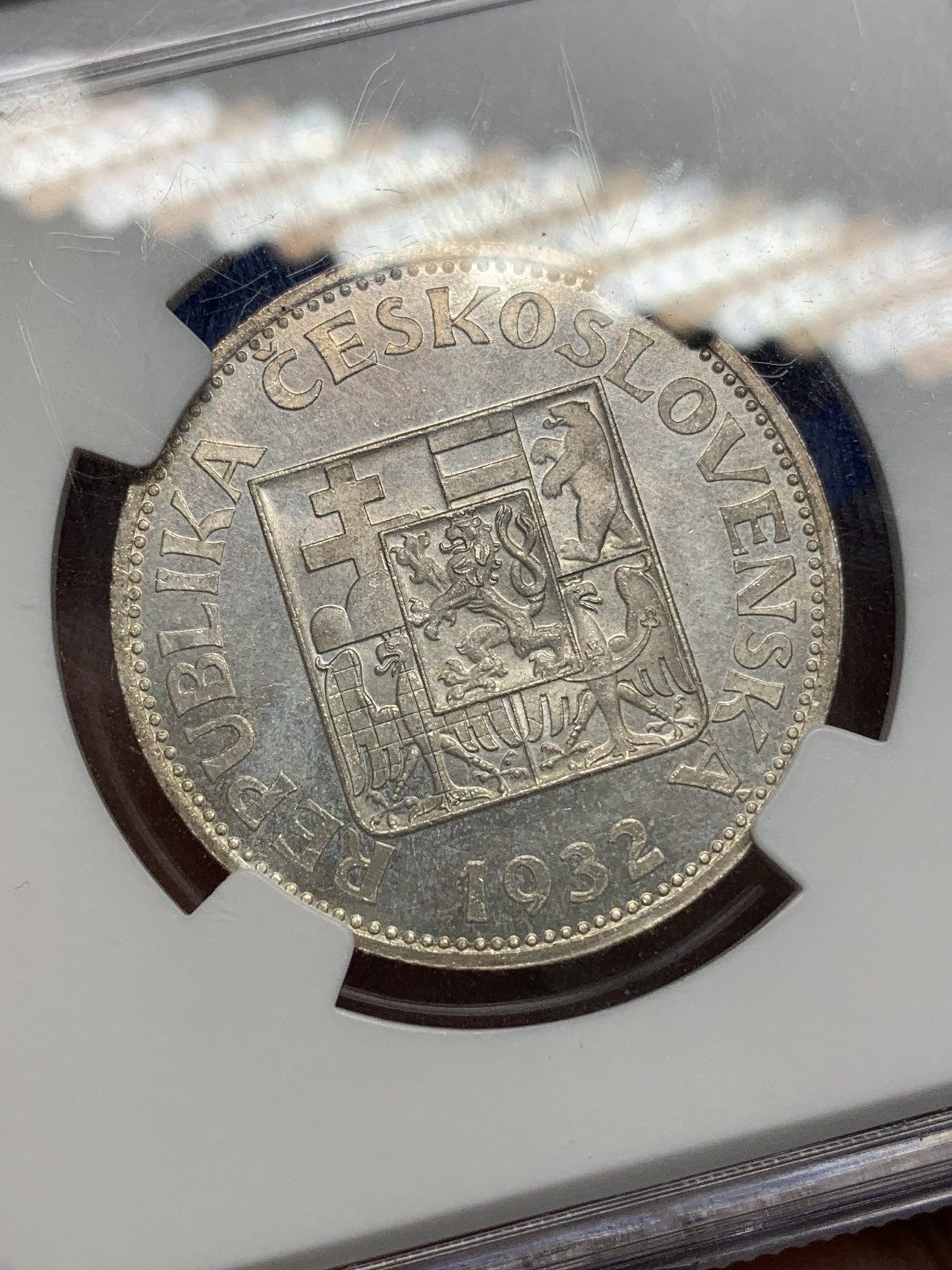 《竞宝斋》第196场-周日，周一 2场 (全场包邮) NGC-MS64 捷克斯洛伐克 1932年 10克朗 银币