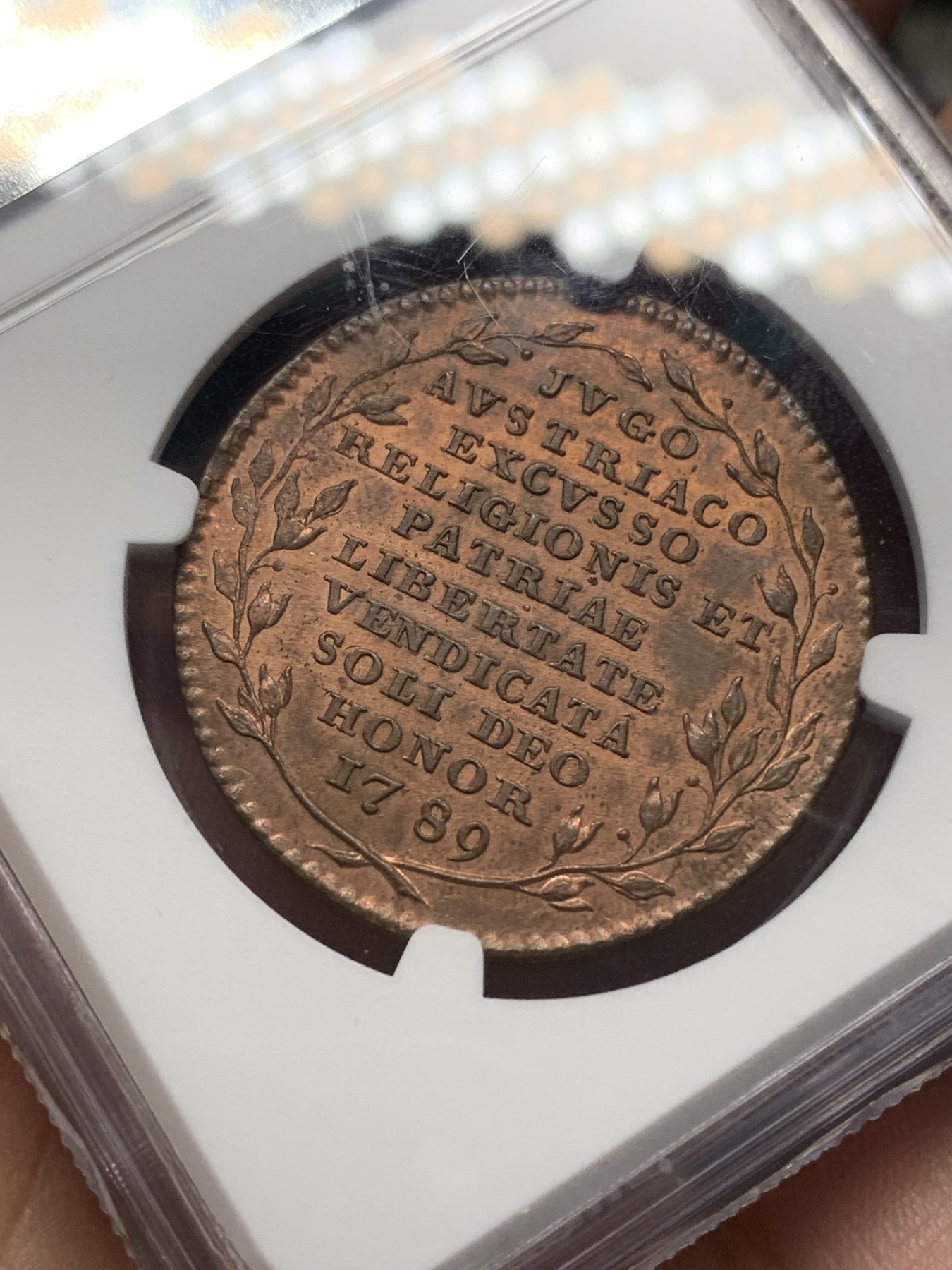 《竞宝斋》第196场-周日，周一 2场 (全场包邮) NGC UNC奥地利1790双面文字代用铜币