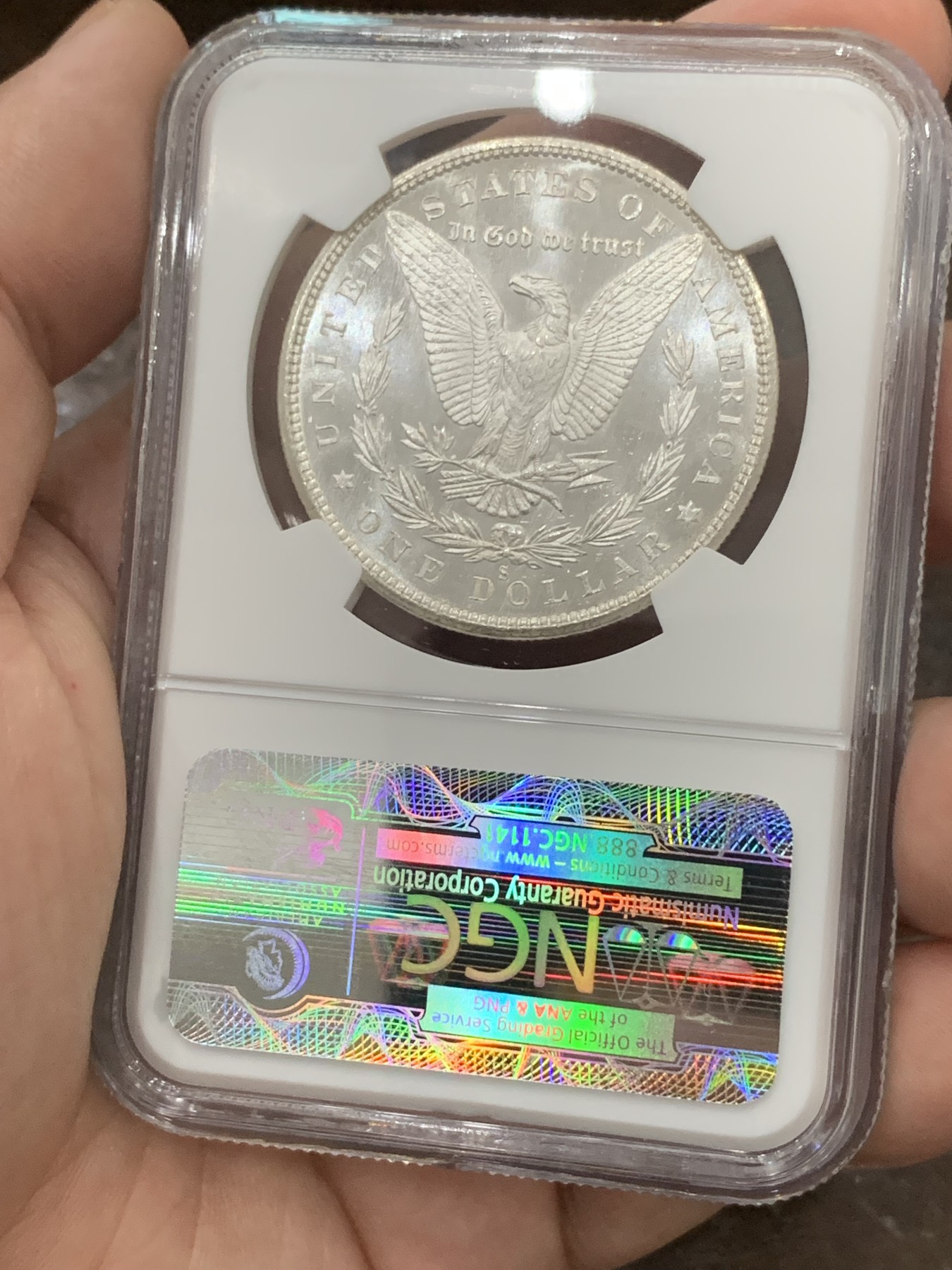 《竞宝斋》第196场-周日，周一 2场 (全场包邮) NGC-MS66PL 美国1880 摩根银币 美轮美奂 高等级分数