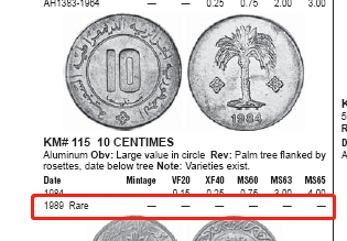 《竞宝斋》第196场-周日，周一 2场 (全场包邮) 稀有！NGC MS64 阿尔及利亚1989年10分铝币 克劳斯目录Rare品种无铸造量无指导价  收藏级好品！