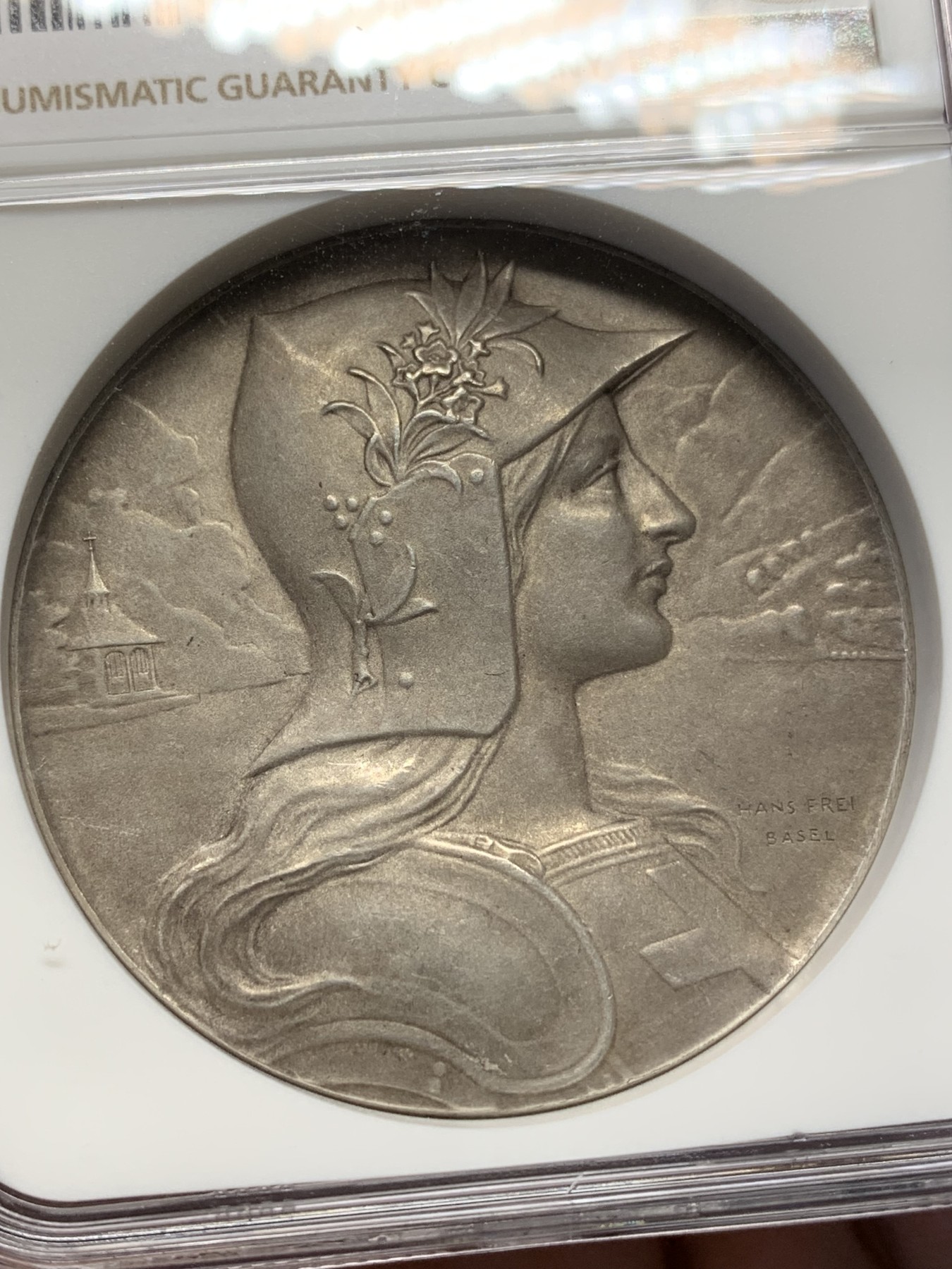 《竞宝斋》第196场-周日，周一 2场 (全场包邮) NGC-MS64 1901年卢塞恩瑞士射击节银章 加厚盒装 品相很好 分数到位 属于瑞士射击节中的精品银章