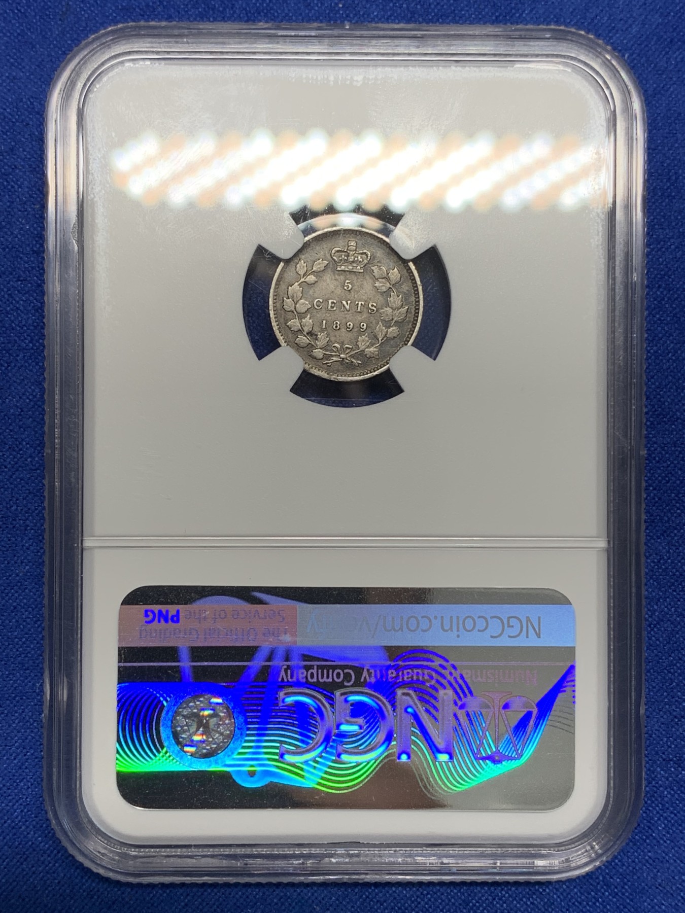 《竞宝斋》第196场-周日，周一 2场 (全场包邮) NGC VF35 1899年加拿大5分银币 极少品种