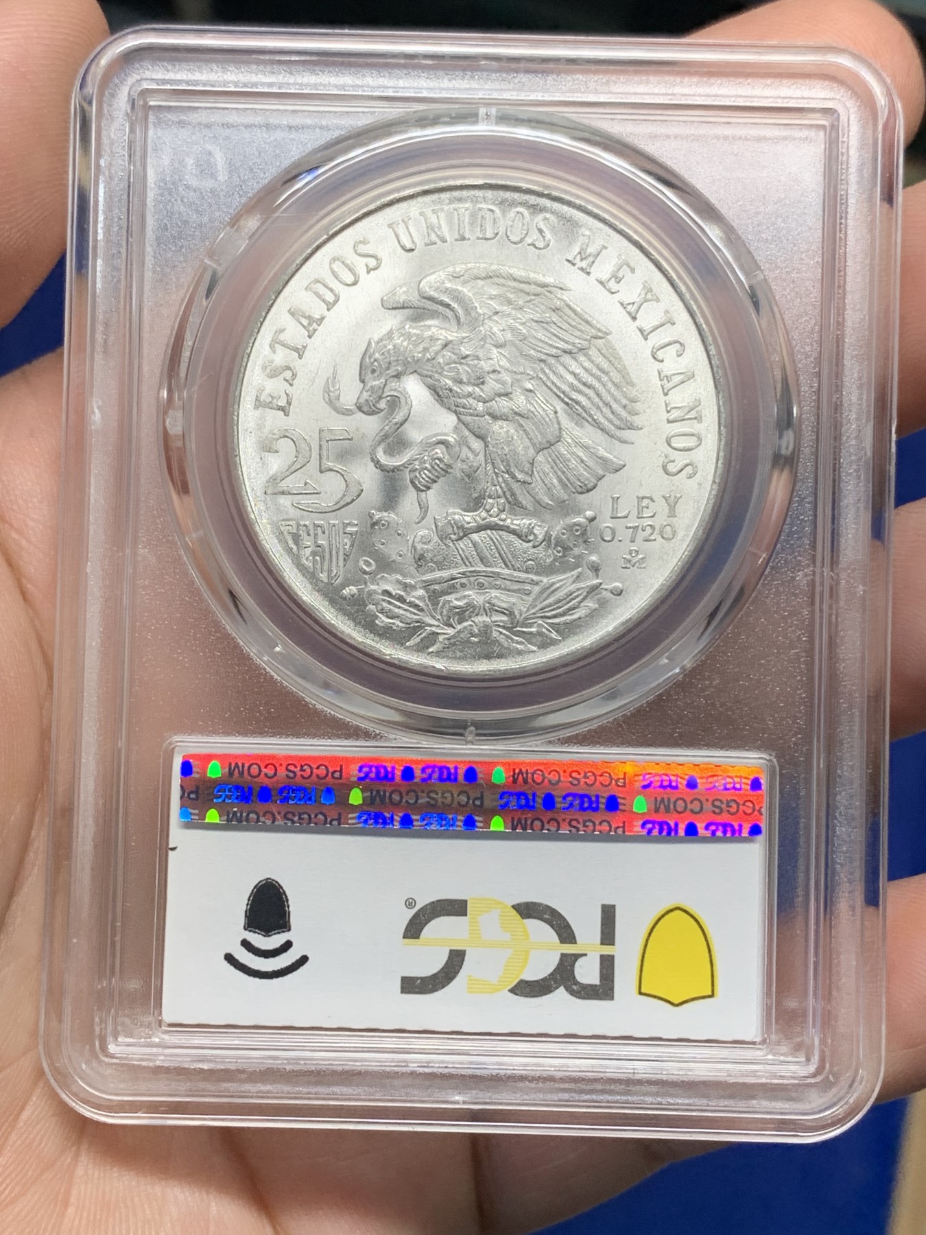 《竞宝斋》第196场-周日，周一 2场 (全场包邮) PCGS金盾 MS65+ 墨西哥1968年奥运会纪念25比索银币