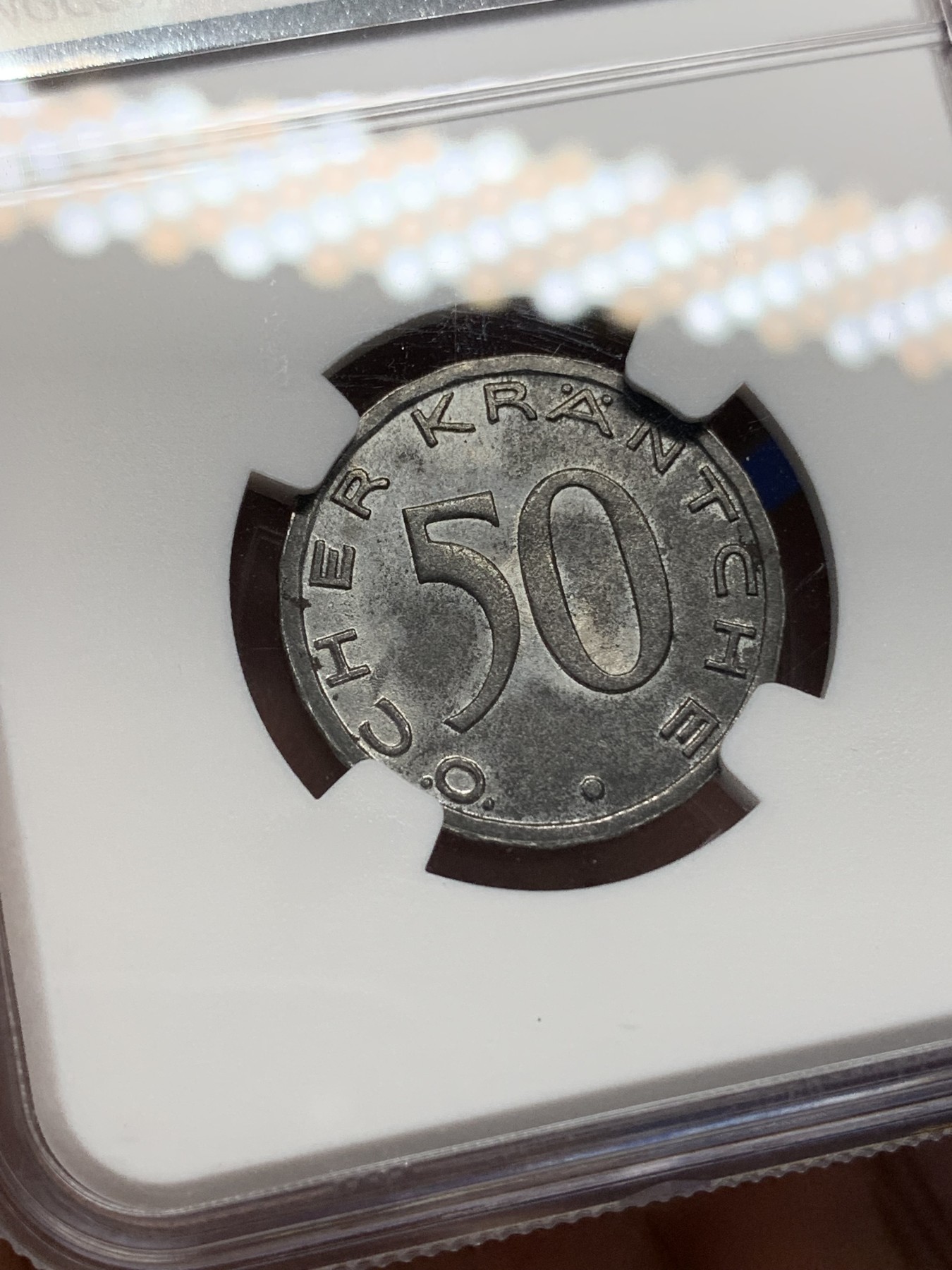 《竞宝斋》第196场-周日，周一 2场 (全场包邮) NGC UNC 德国1920亚琛经典鹰头50p铁币