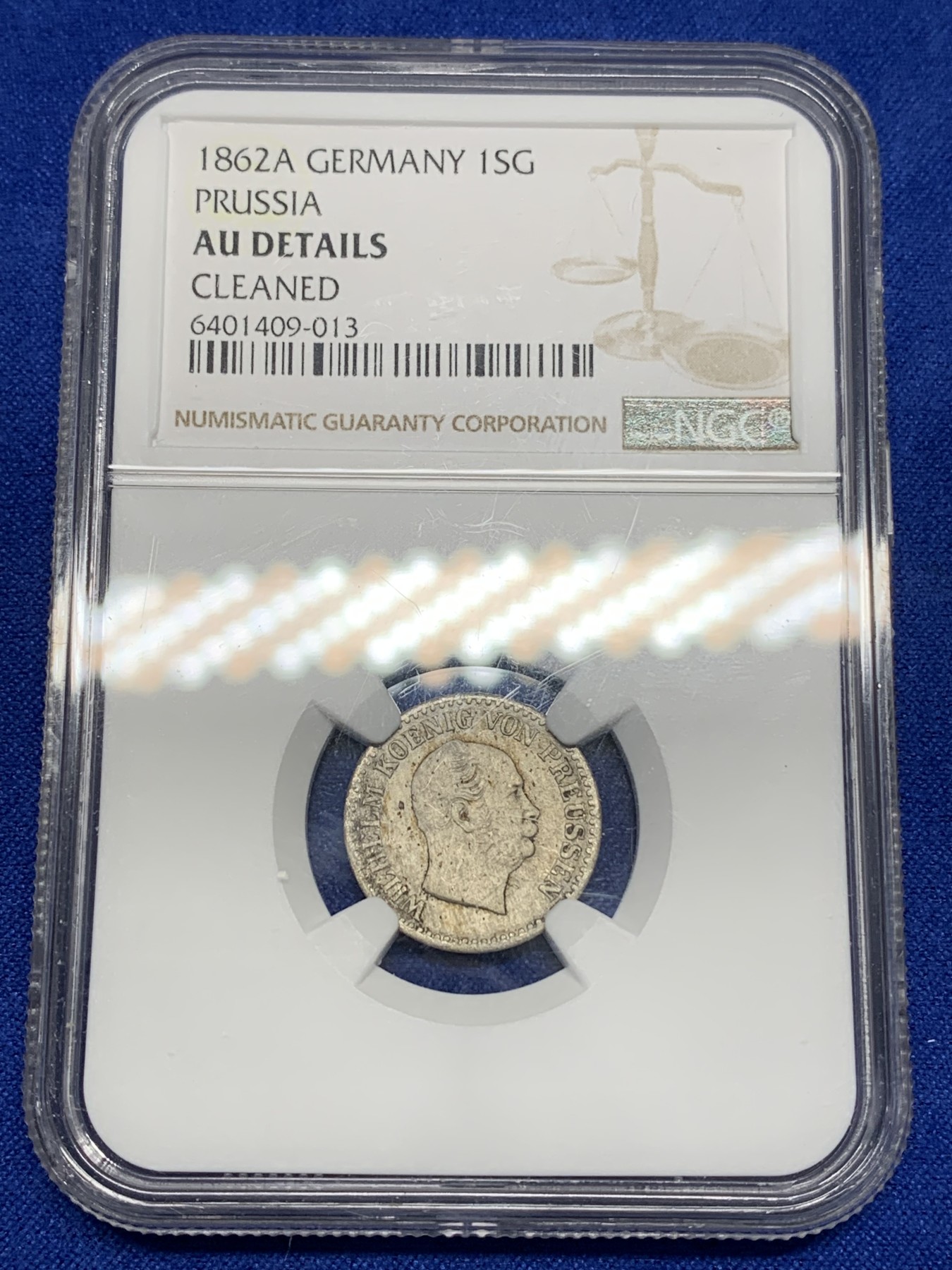 《竞宝斋》第196场-周日，周一 2场 (全场包邮) NGC AUD 德国1862A普鲁士威廉一世1SG银币