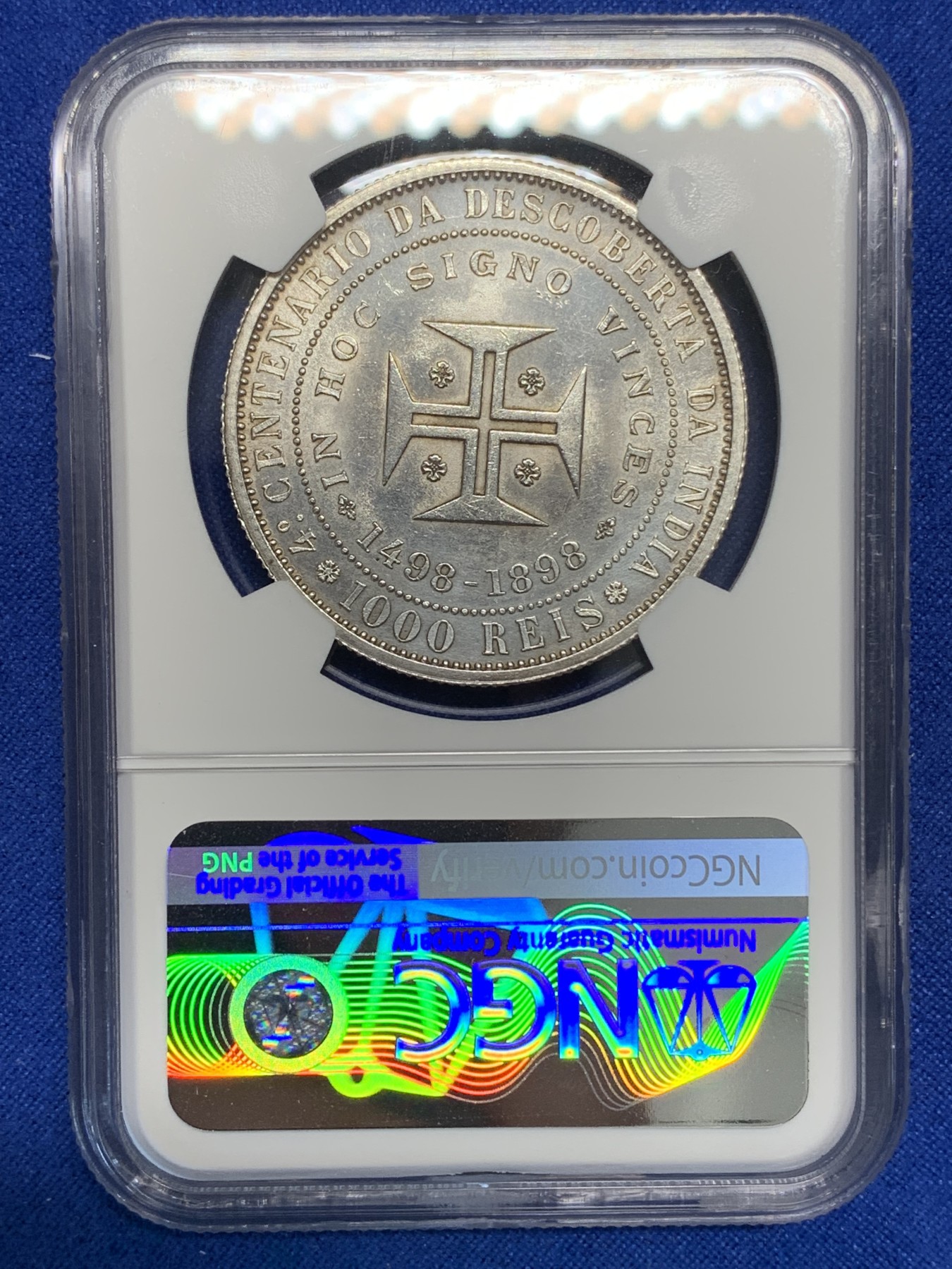 《竞宝斋》第196场-周日，周一 2场 (全场包邮) NGC UNC 葡萄牙1898年1000R银币 光度好 状态佳