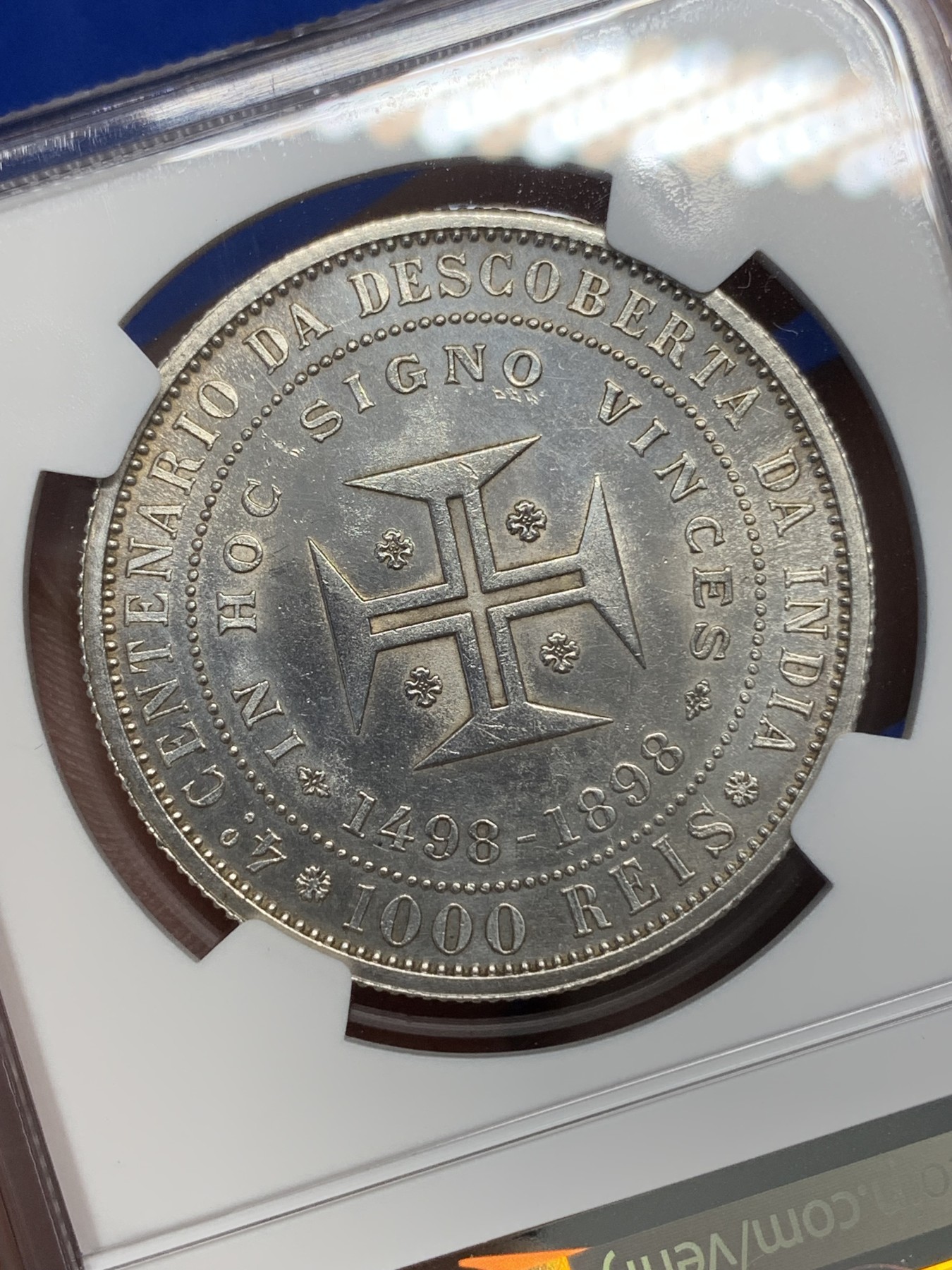 《竞宝斋》第196场-周日，周一 2场 (全场包邮) NGC UNC 葡萄牙1898年1000R银币 光度好 状态佳