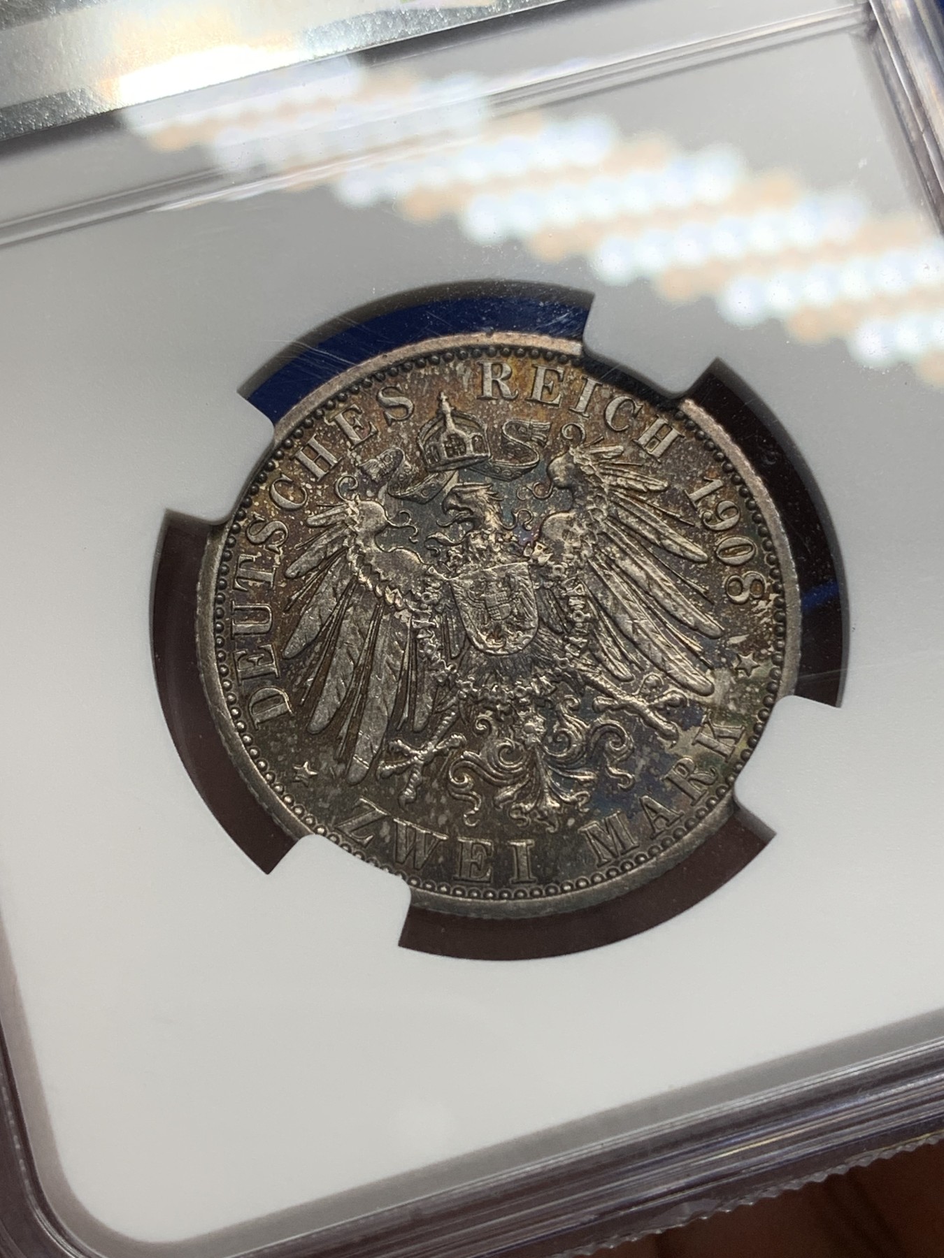 《竞宝斋》第196场-周日，周一 2场 (全场包邮) NGC-UNCD 德国 1908年耶拿大学 2马克 银币