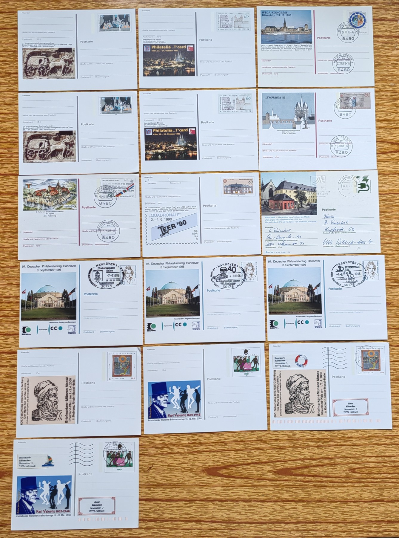 外国邮品第⑦场（秒杀） 彩色邮戳纪念片16个（秒杀）