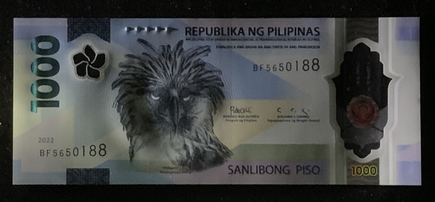 紫瑗钱币——第302期拍卖—纸币场 【获奖钞 双尾8】菲律宾 2022年 国鸟食猿雕 1000比索 UNC 