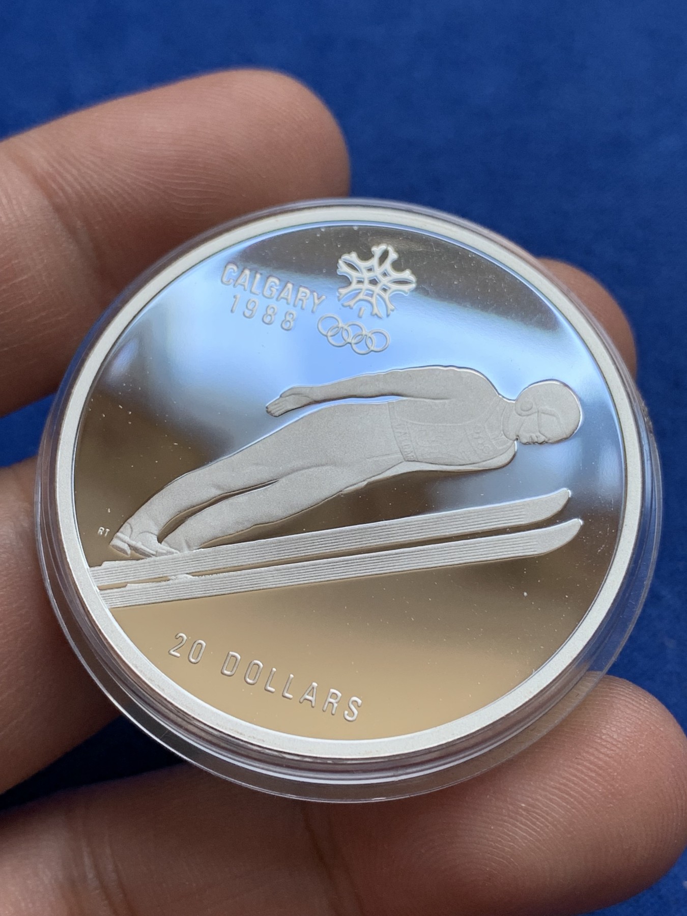 《竞宝斋》第196场-周日，周一 2场 (全场包邮) 加拿大卡尔加里冬奥会高台跳雪银币