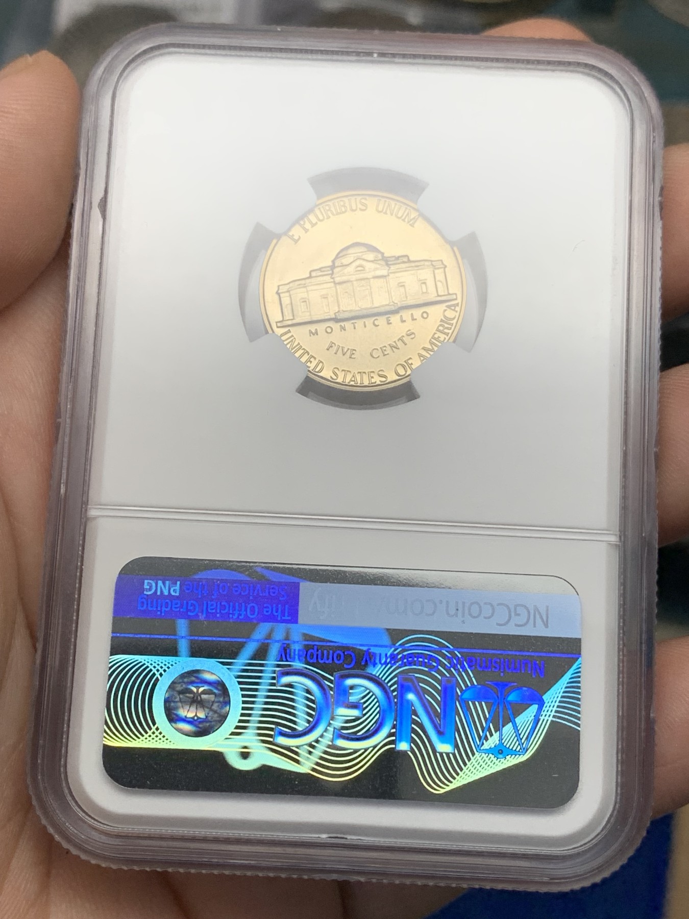 《竞宝斋》第196场-周日，周一 2场 (全场包邮) NGC-PF67 1963年美国杰斐逊5分  少见早期精制版本  67分超高分