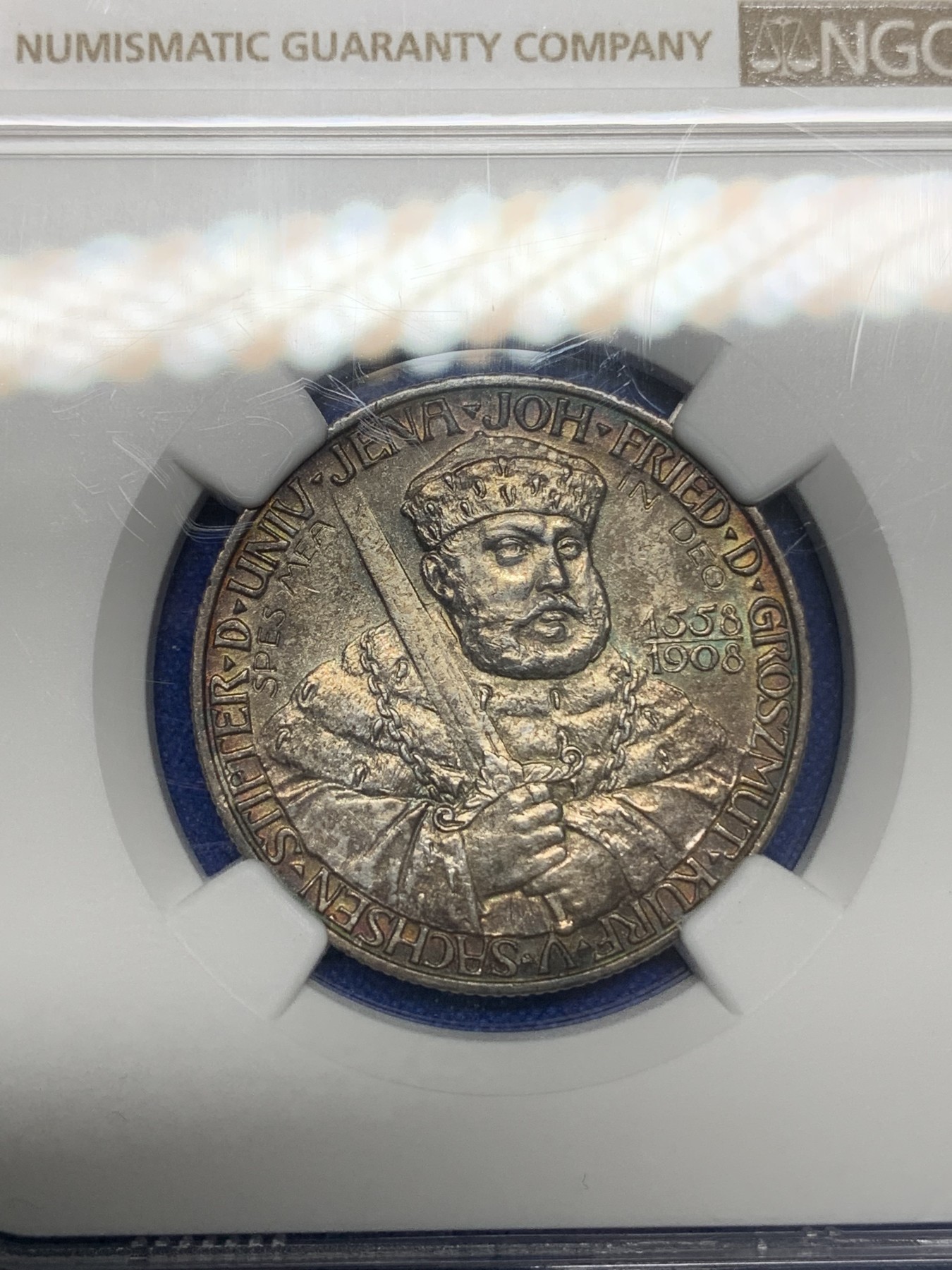 《竞宝斋》第196场-周日，周一 2场 (全场包邮) NGC-UNCD 德国 1908年耶拿大学 2马克 银币