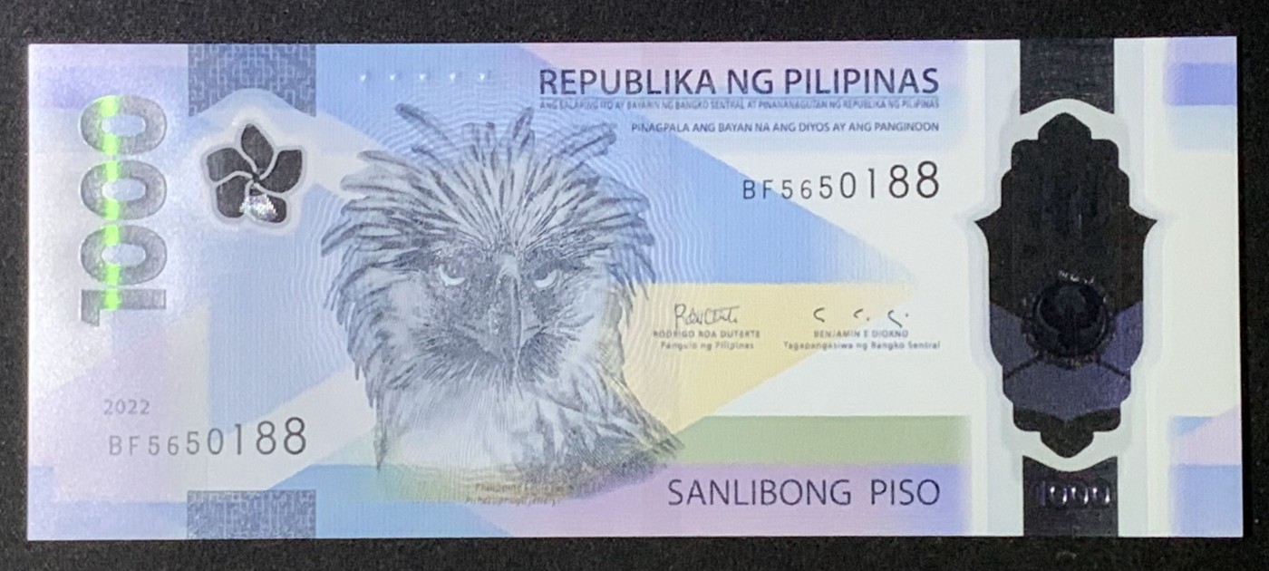 紫瑗钱币——第302期拍卖—纸币场 【获奖钞 双尾8】菲律宾 2022年 国鸟食猿雕 1000比索 UNC 