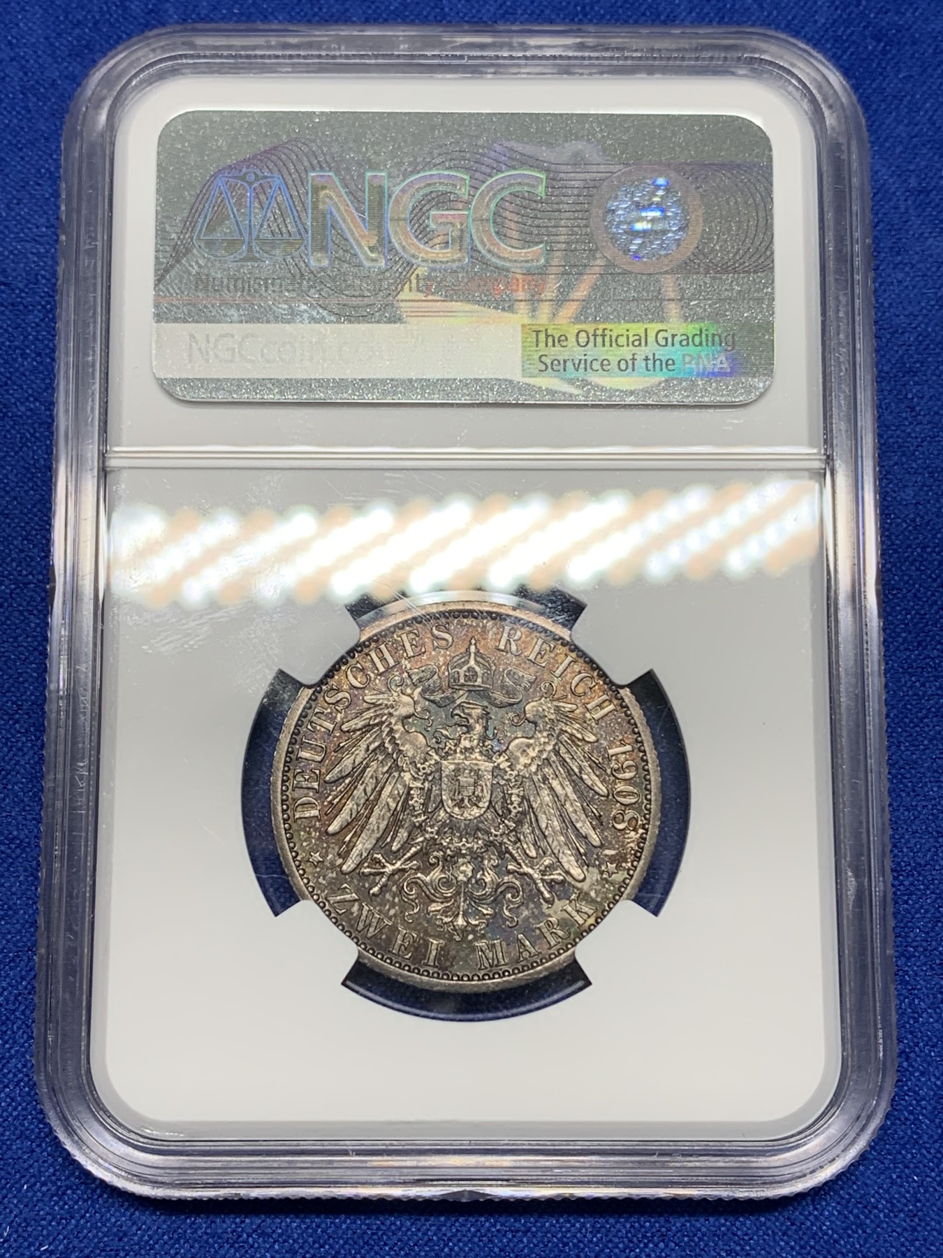 《竞宝斋》第196场-周日，周一 2场 (全场包邮) NGC-UNCD 德国 1908年耶拿大学 2马克 银币