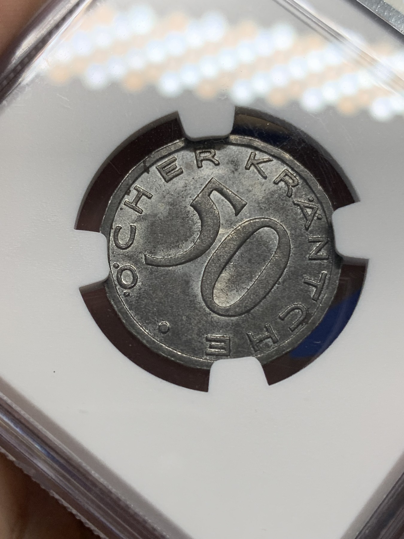 《竞宝斋》第196场-周日，周一 2场 (全场包邮) NGC UNC 德国1920亚琛经典鹰头50p铁币