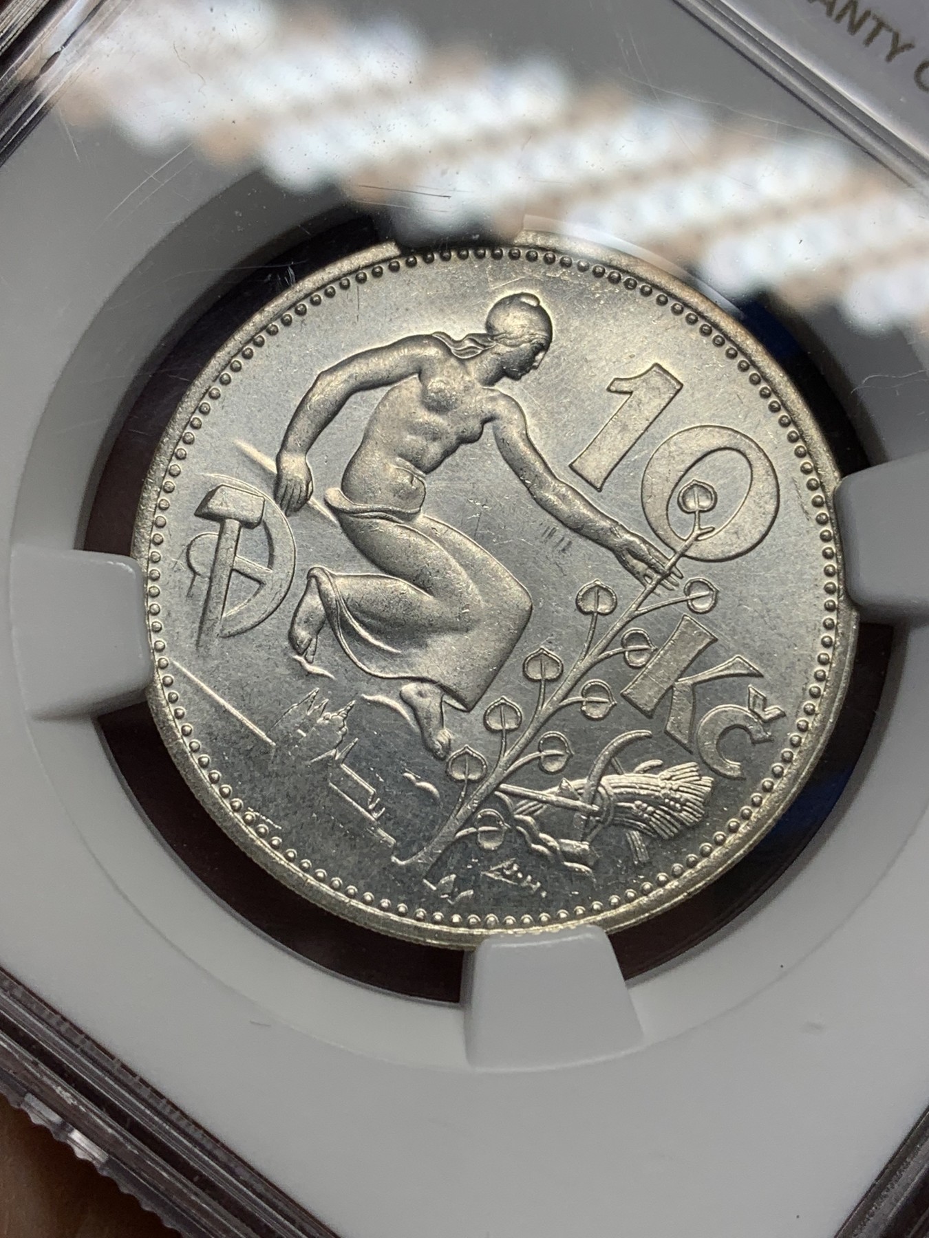 《竞宝斋》第196场-周日，周一 2场 (全场包邮) NGC-MS64 捷克斯洛伐克 1932年 10克朗 银币