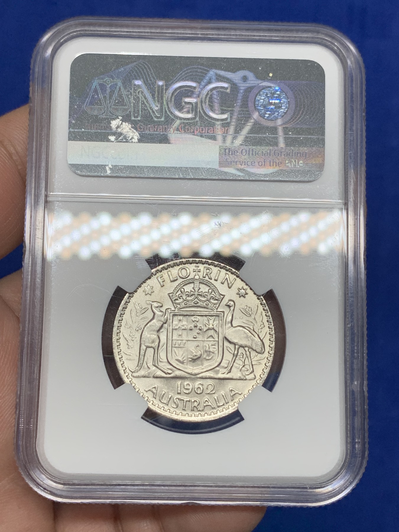 《竞宝斋》第196场-周日，周一 2场 (全场包邮) NGC-MS64 澳大利亚1962年伊丽莎白女王弗洛林银币，女王首版年轻头像，青春靓丽。银霜满溢，车轮强转光。